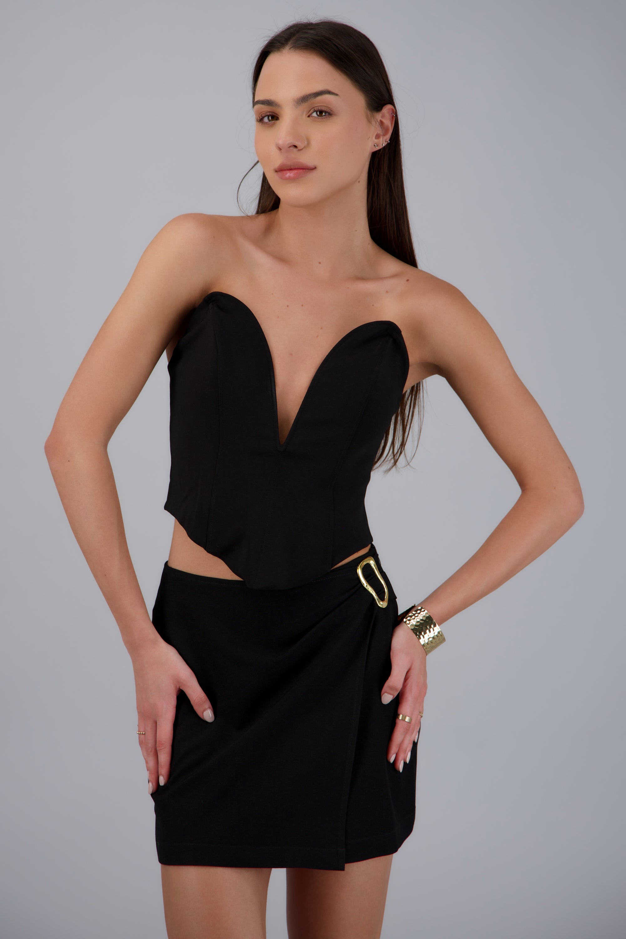Corset escote en V NEGRO