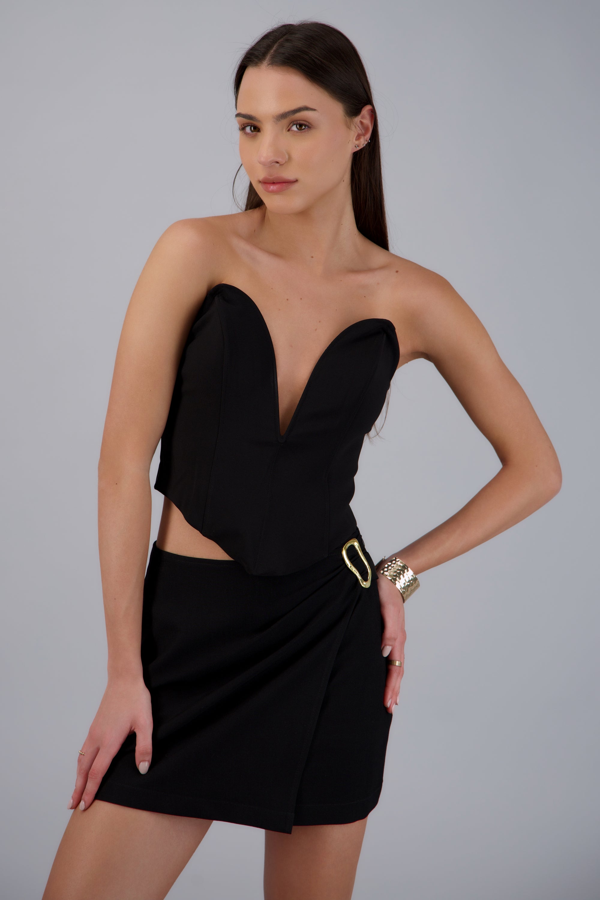 Corset escote en V NEGRO