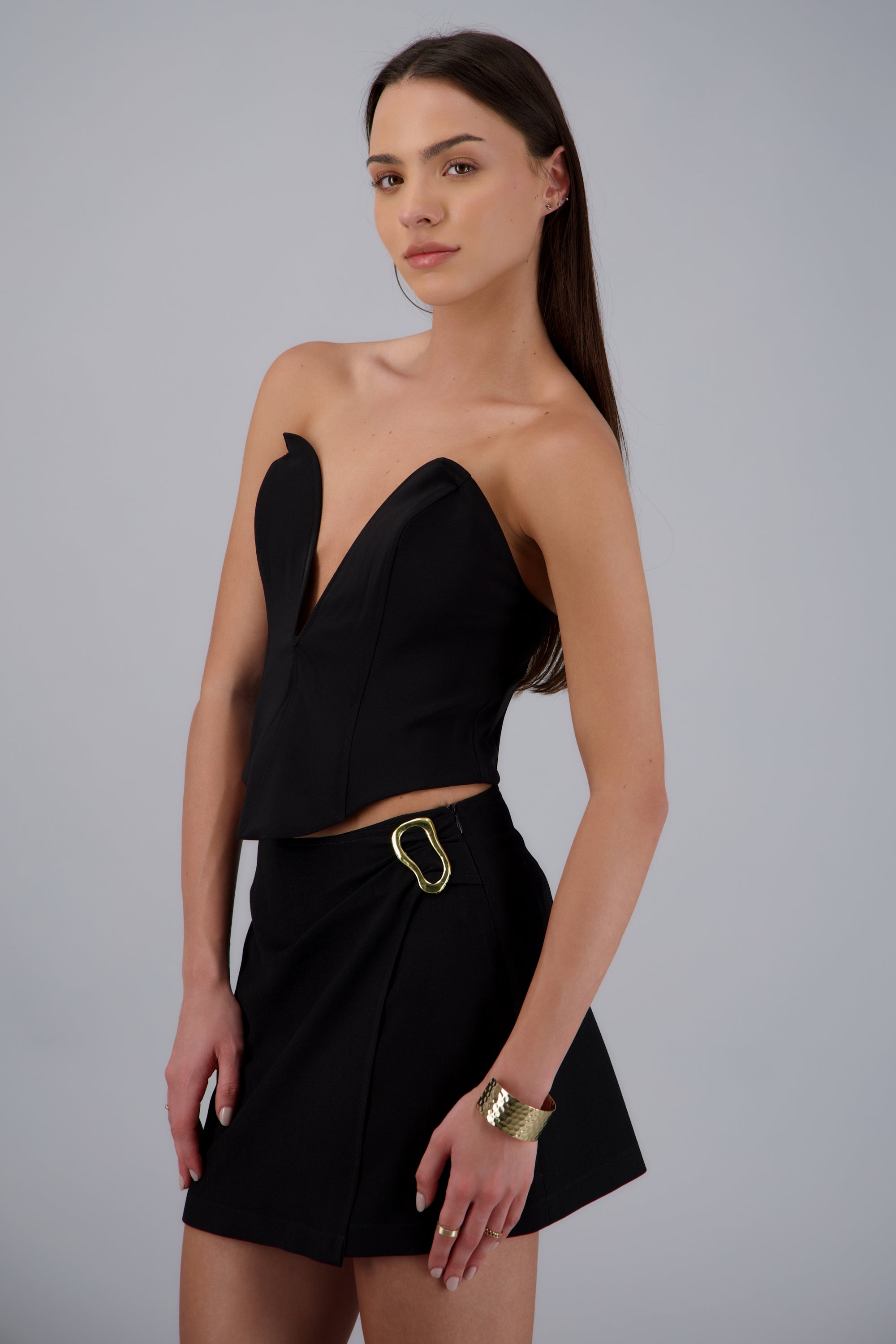 Corset escote en V NEGRO
