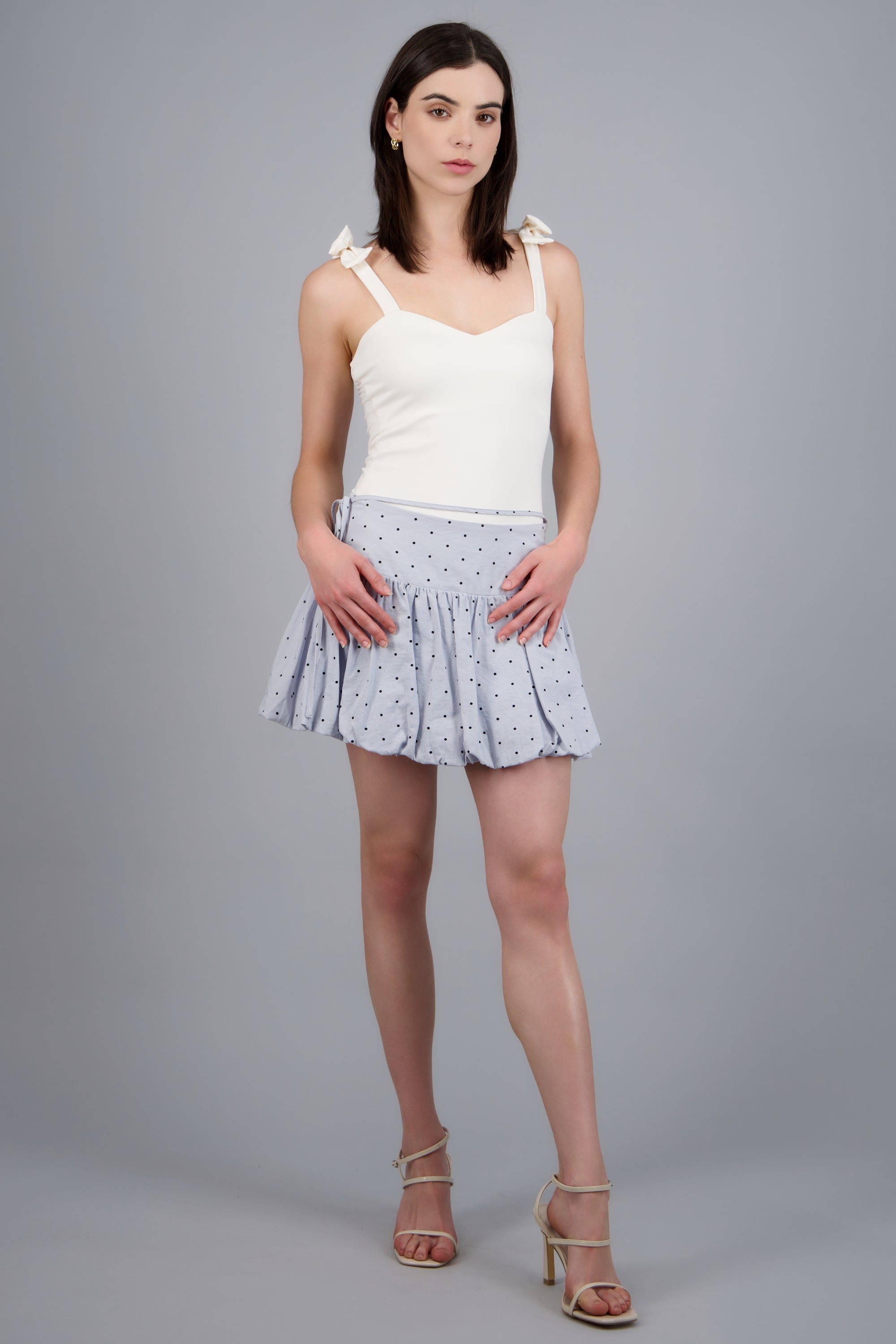 Mini falda bubble detalle cinta AZUL COMBO