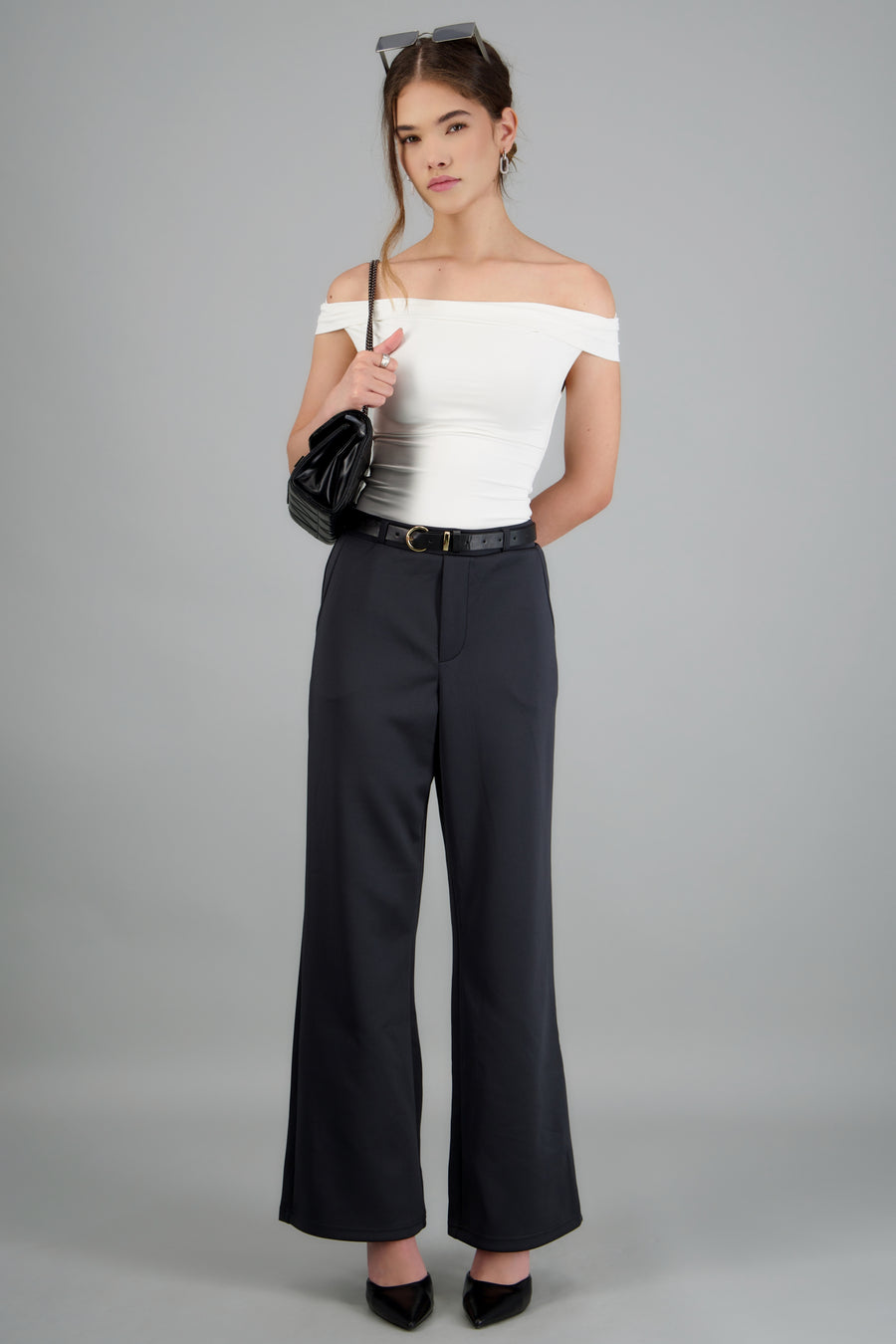Pantalon estilo recto con cinturon