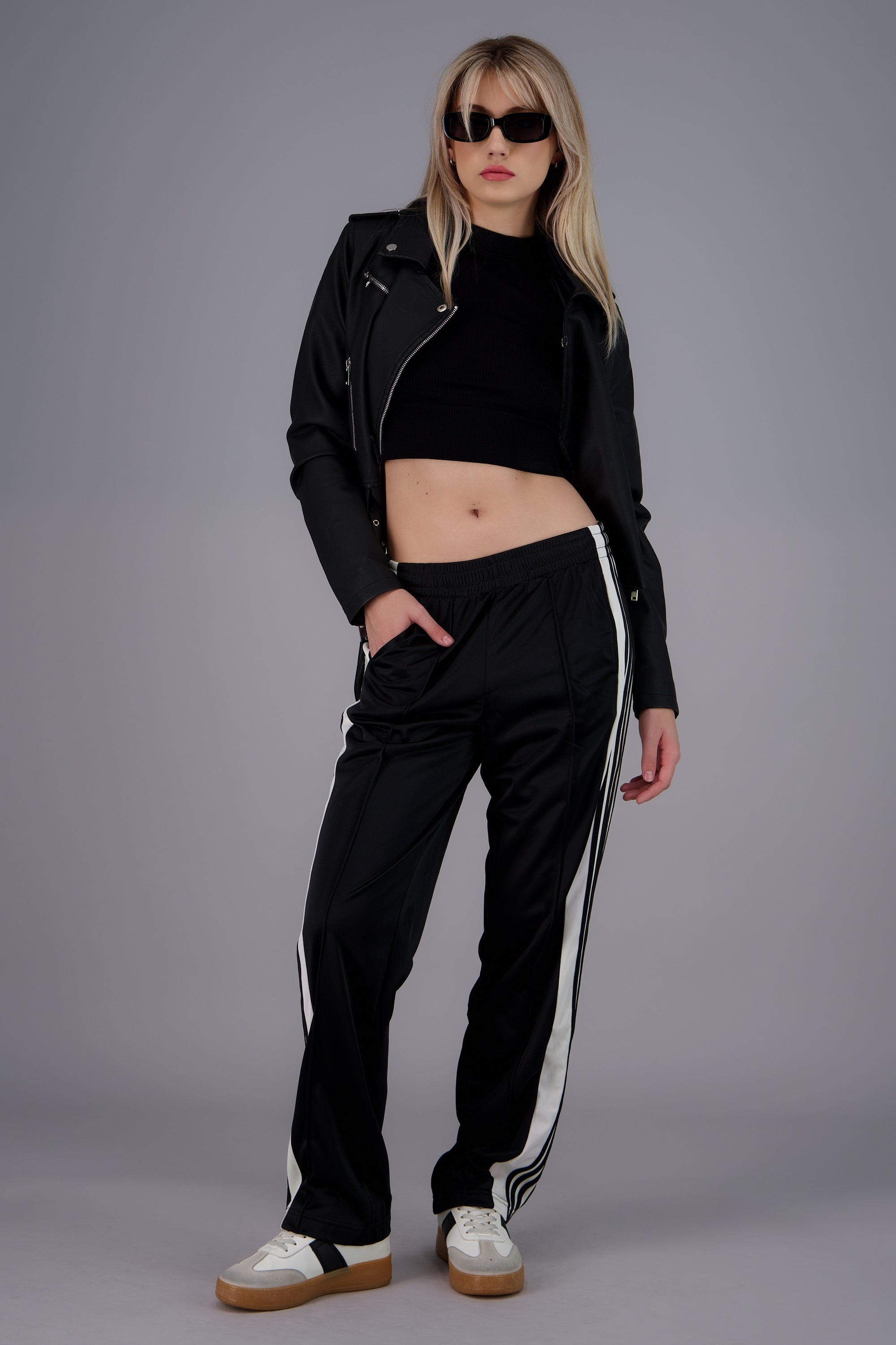 Pants detalle rayas con botones NEGRO COMBO