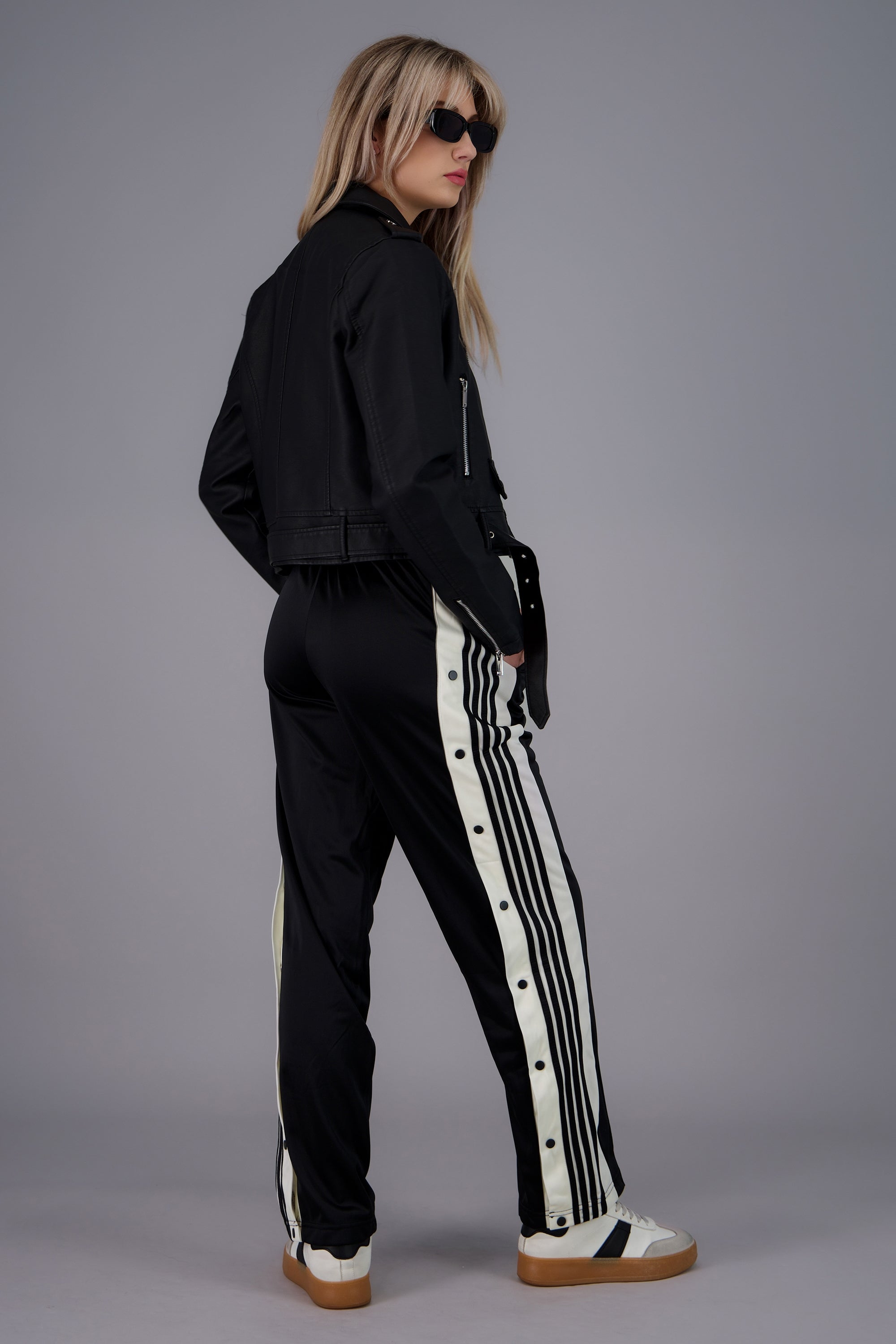 Pants detalle rayas con botones NEGRO COMBO