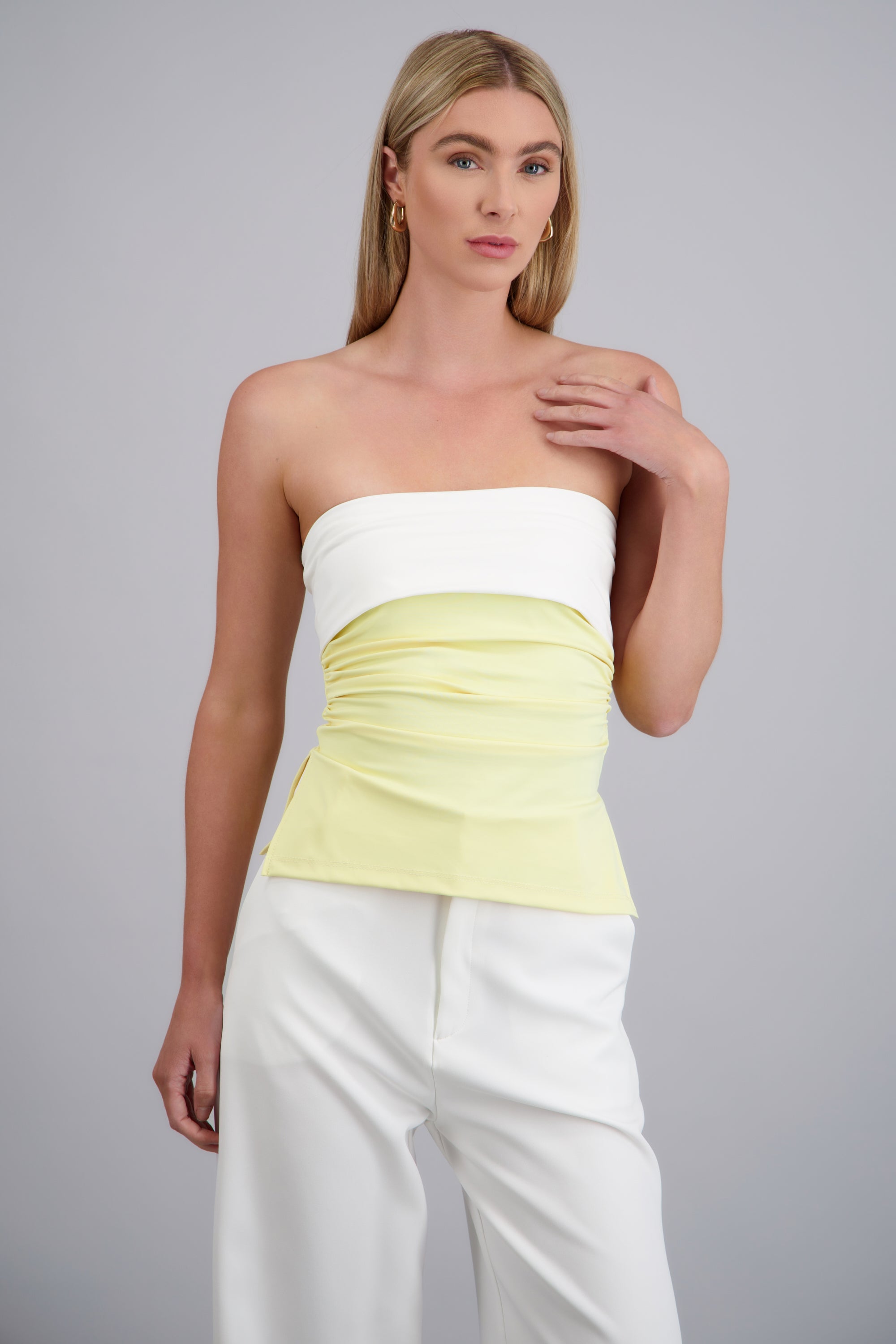top tubo doblez contraste Hypsters AMARILLO PASTEL
