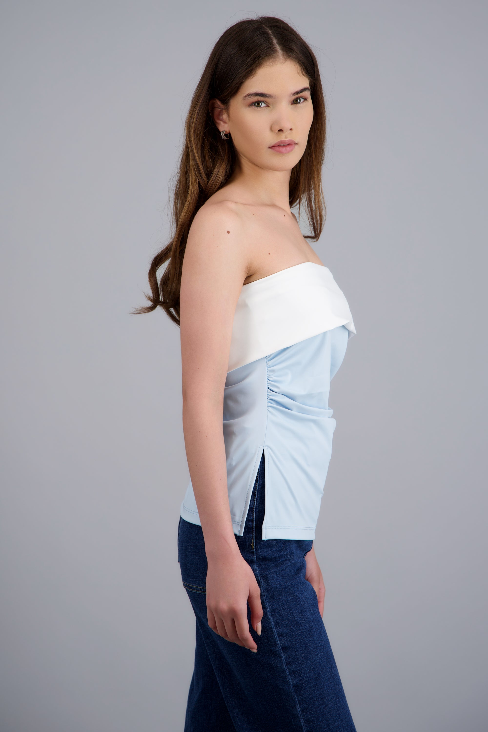 top tubo doblez contraste Hypsters AZUL PASTEL