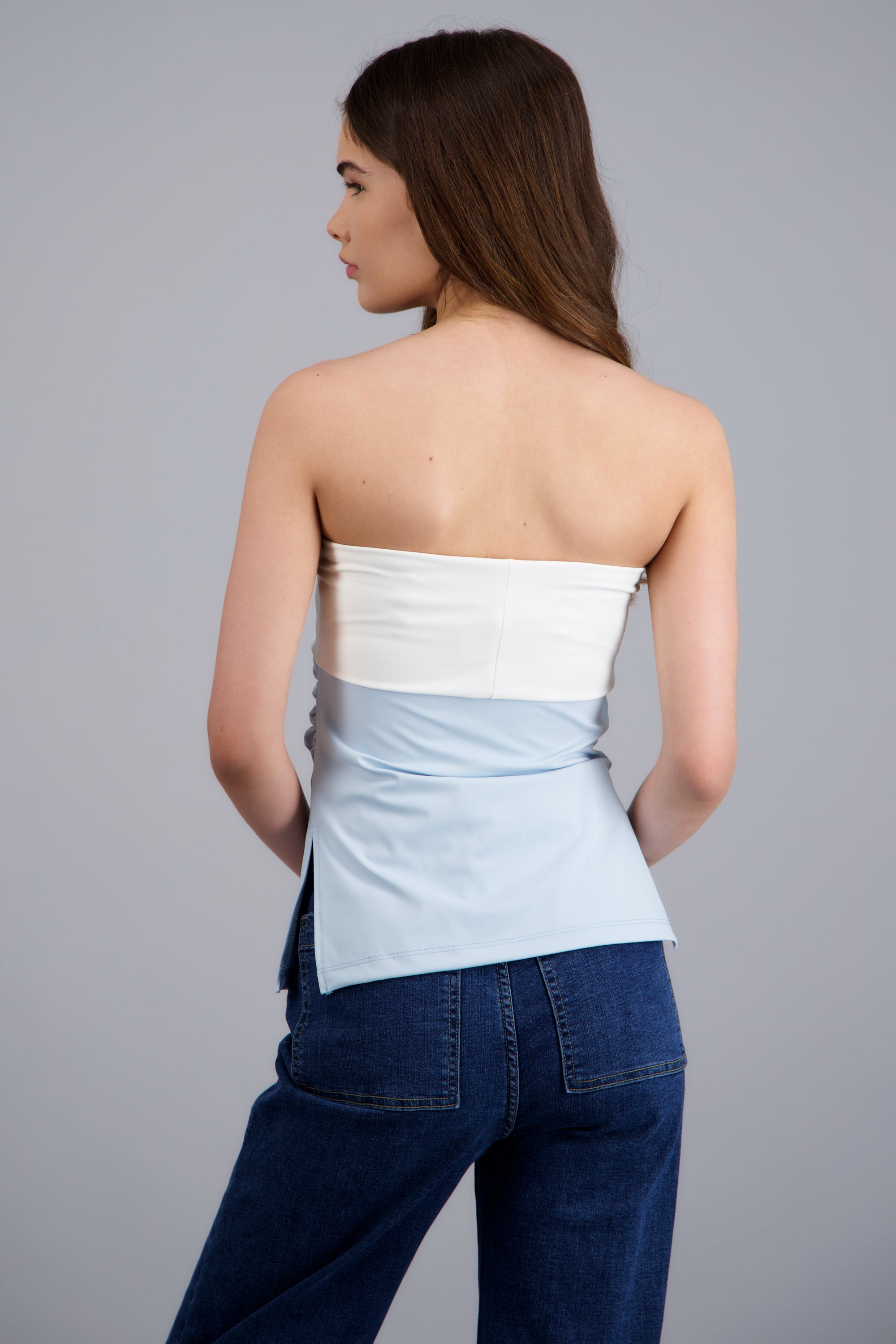 top tubo doblez contraste Hypsters AZUL PASTEL