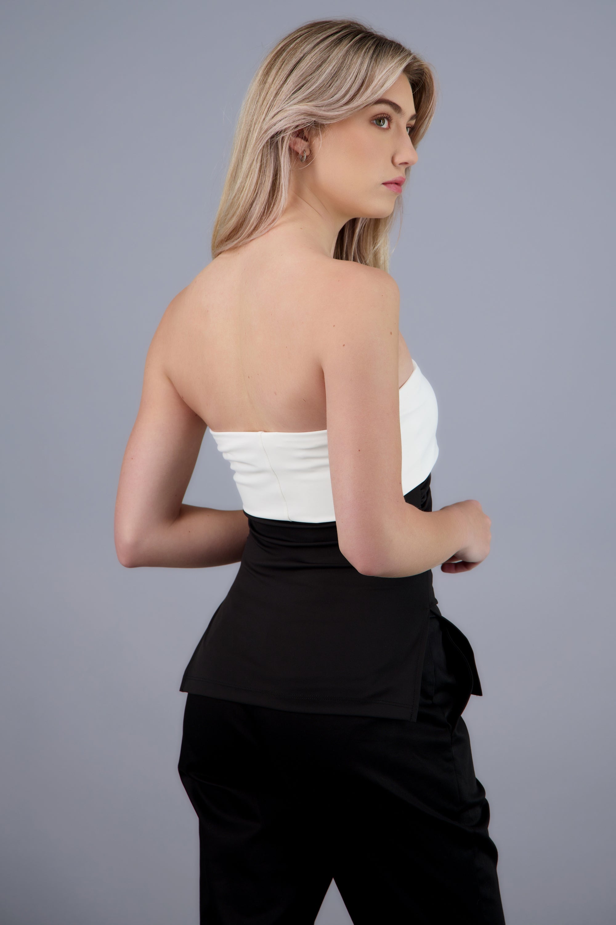 top tubo doblez contraste Hypsters NEGRO COMBO