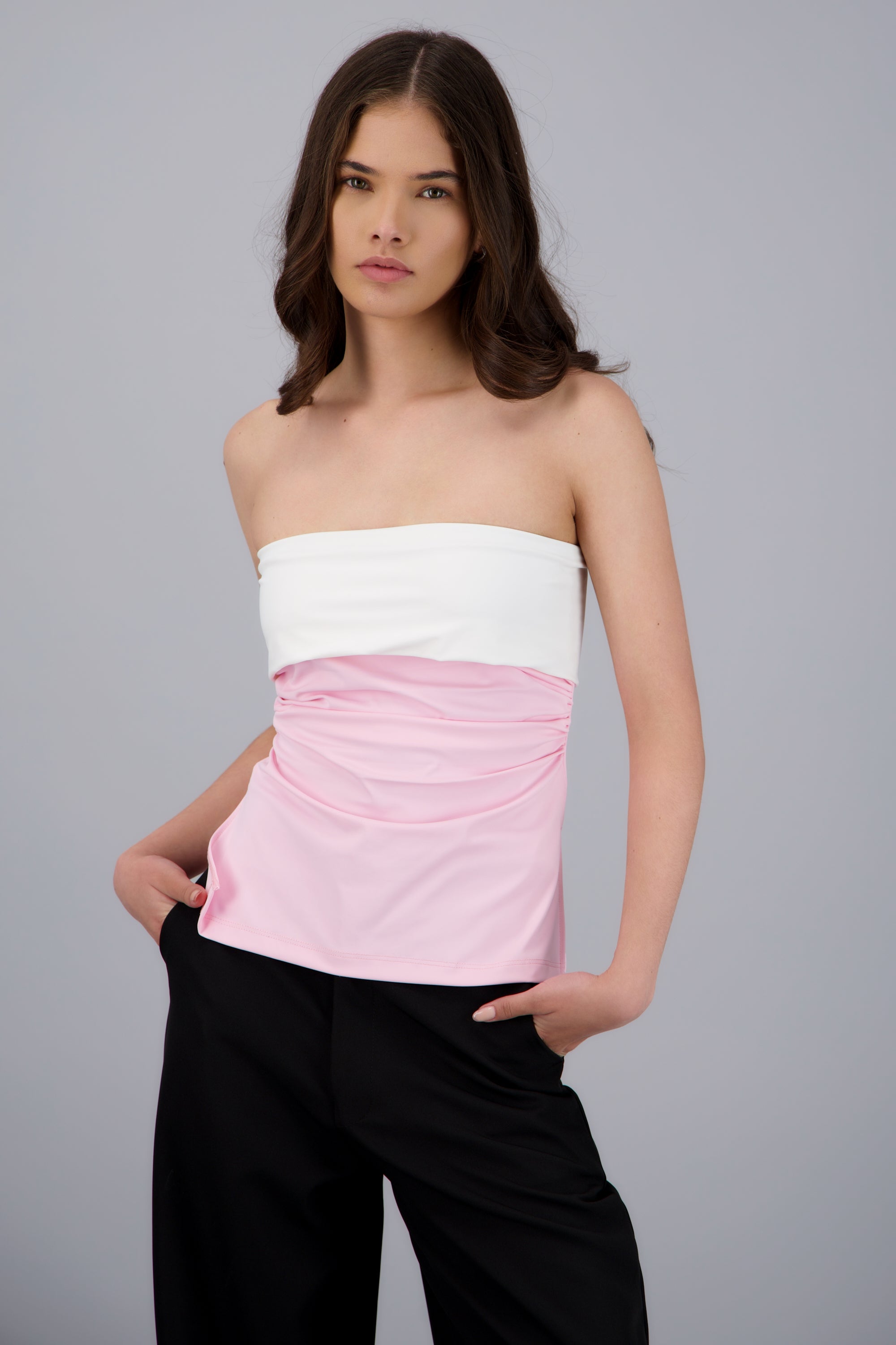 top tubo doblez contraste Hypsters ROSA PASTEL