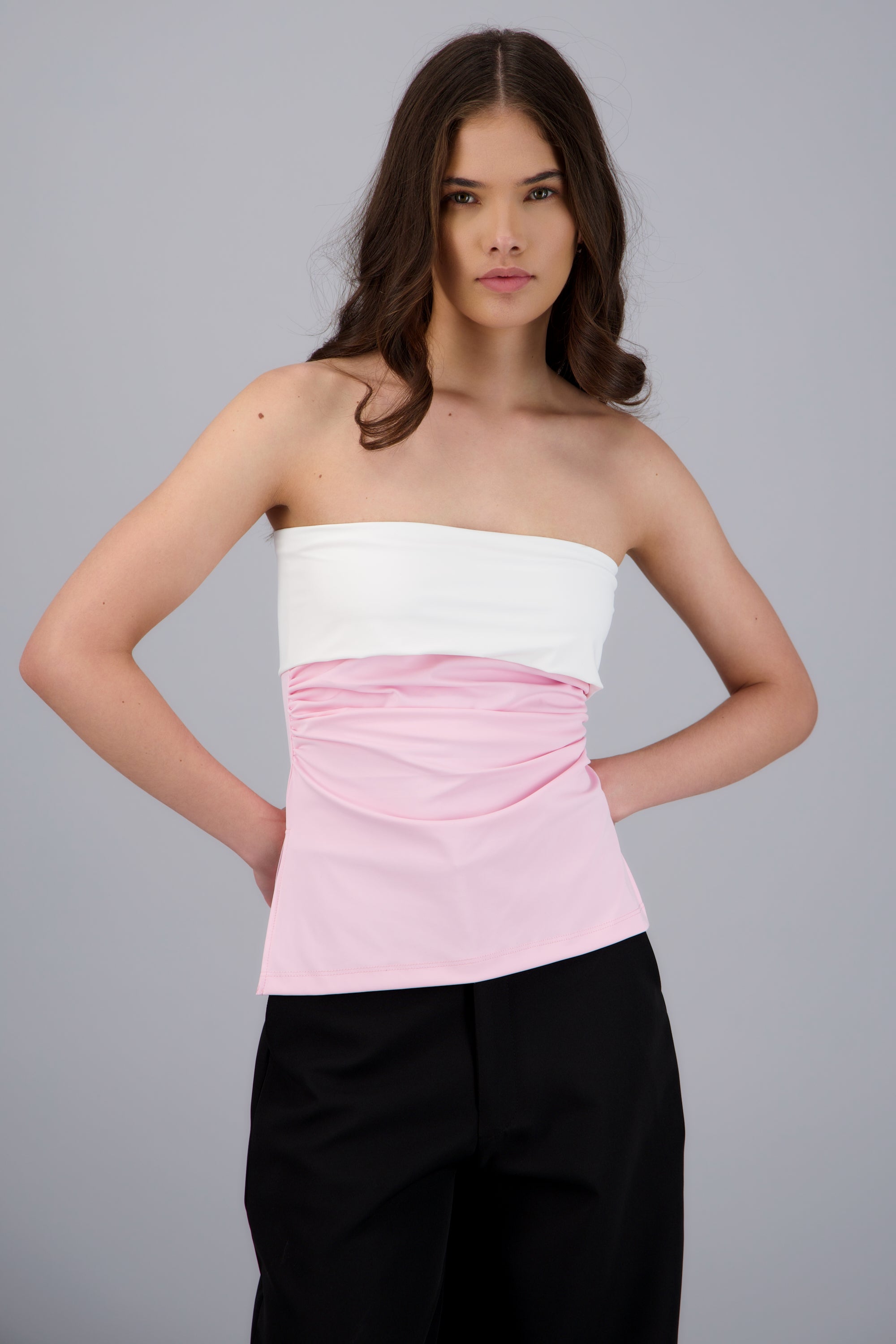 top tubo doblez contraste Hypsters ROSA PASTEL