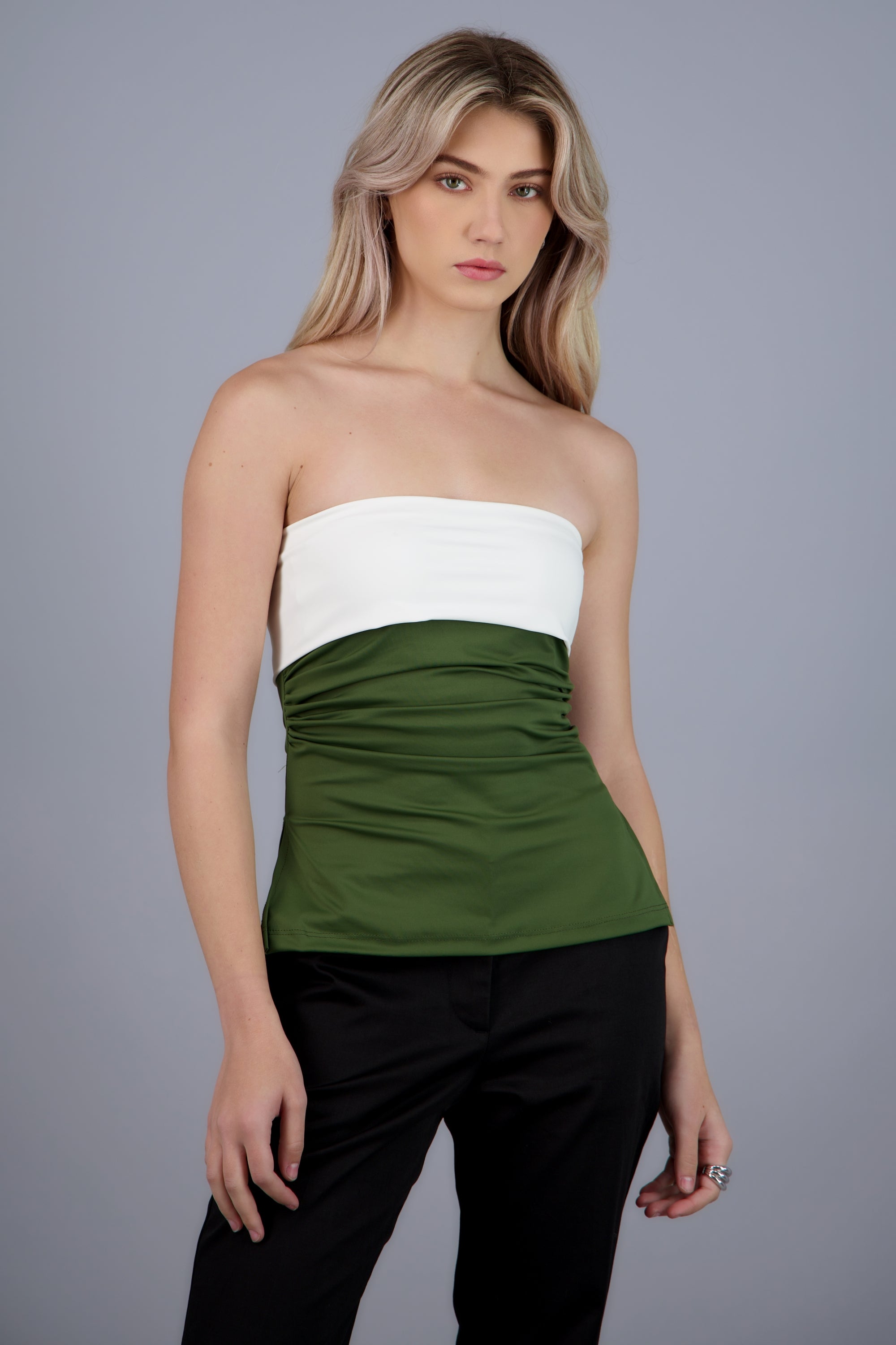 top tubo doblez contraste Hypsters OLIVO