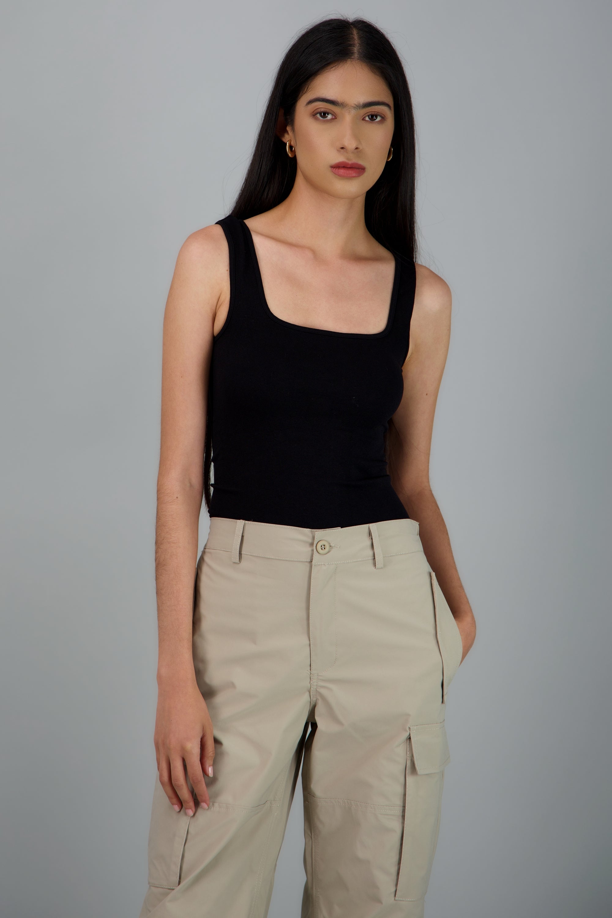 Top tirantes escote cuadrado seamless NEGRO