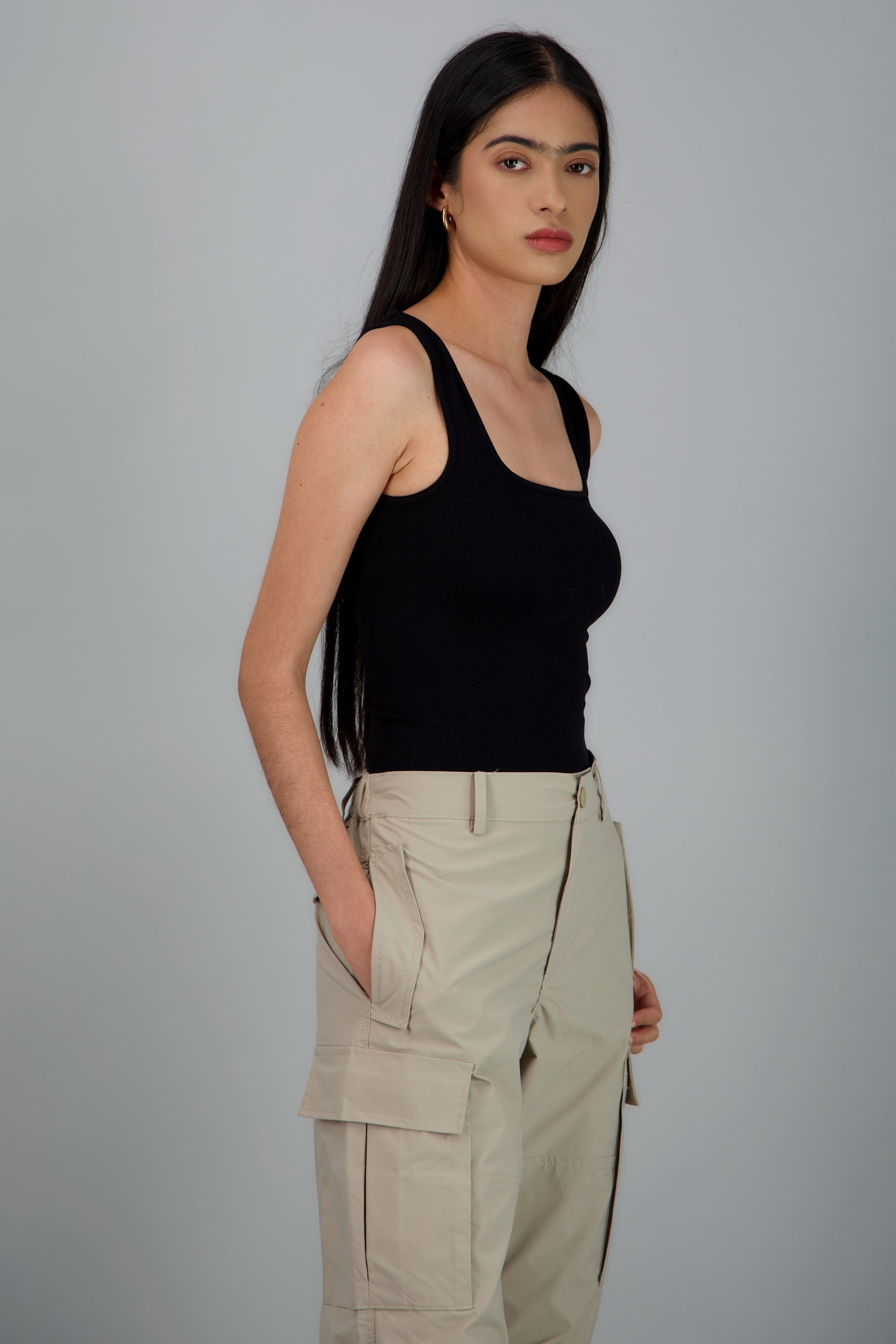 Top tirantes escote cuadrado seamless NEGRO