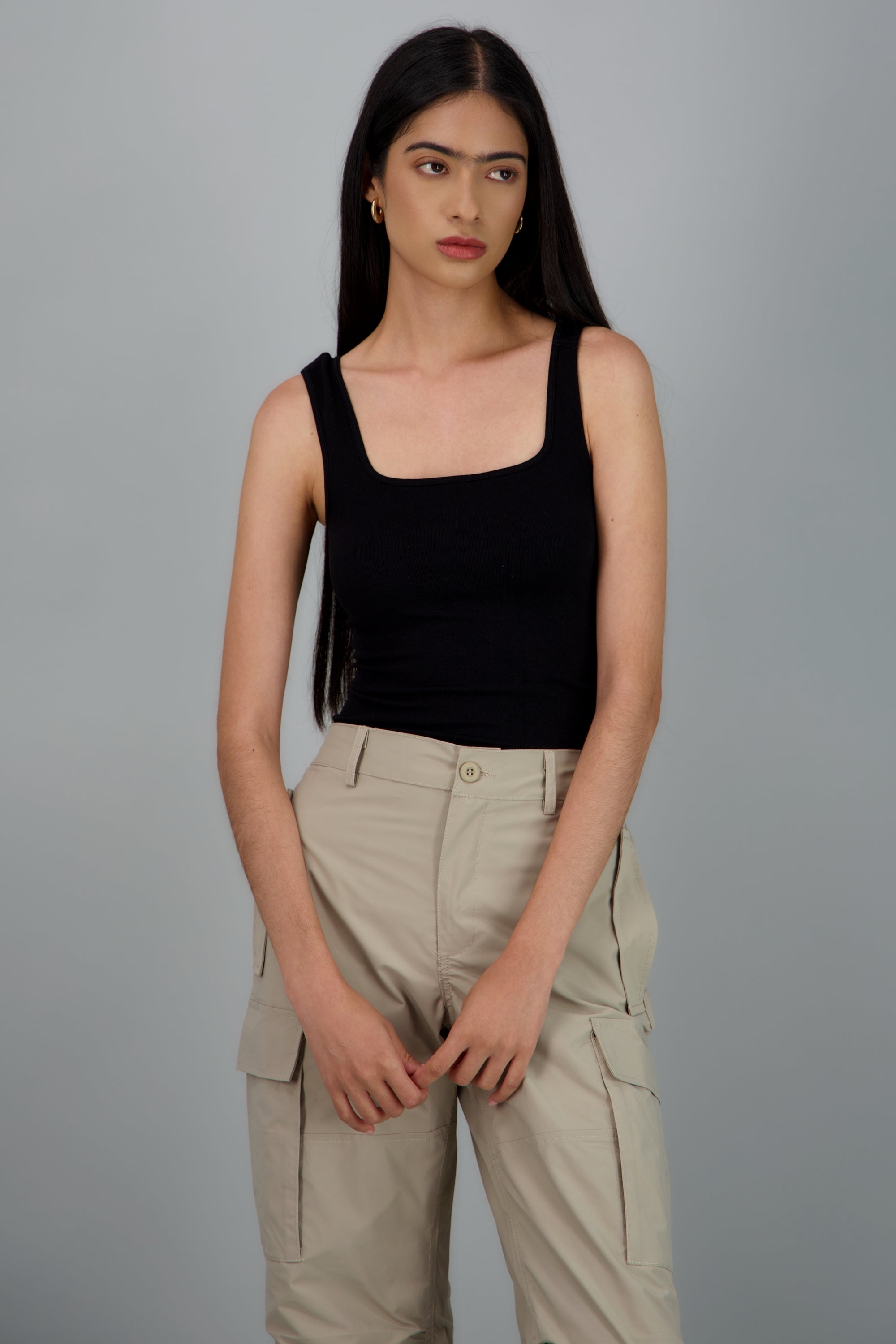 Top tirantes escote cuadrado seamless NEGRO