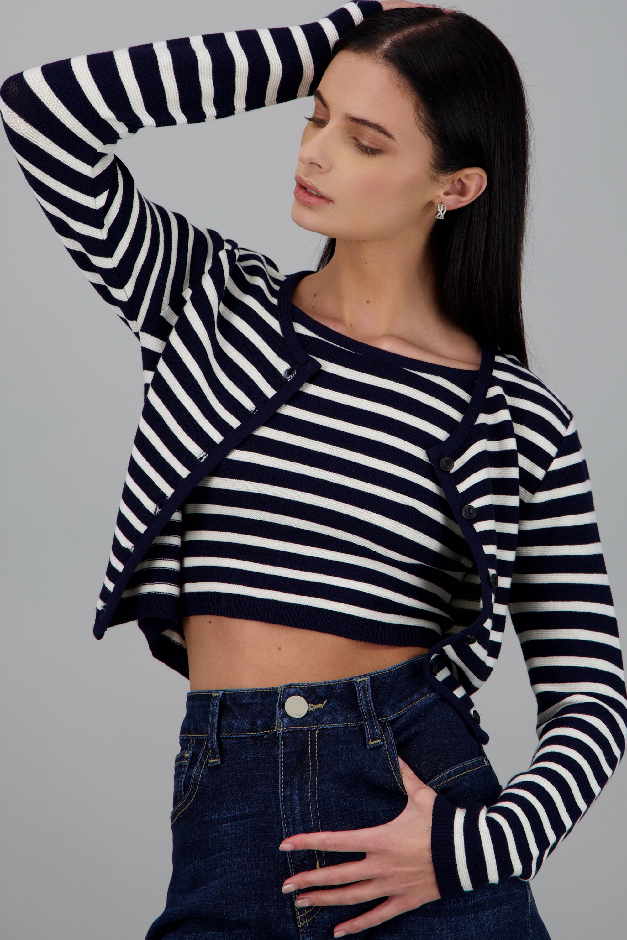 Set cardigan y top rayas MARINO COMBO