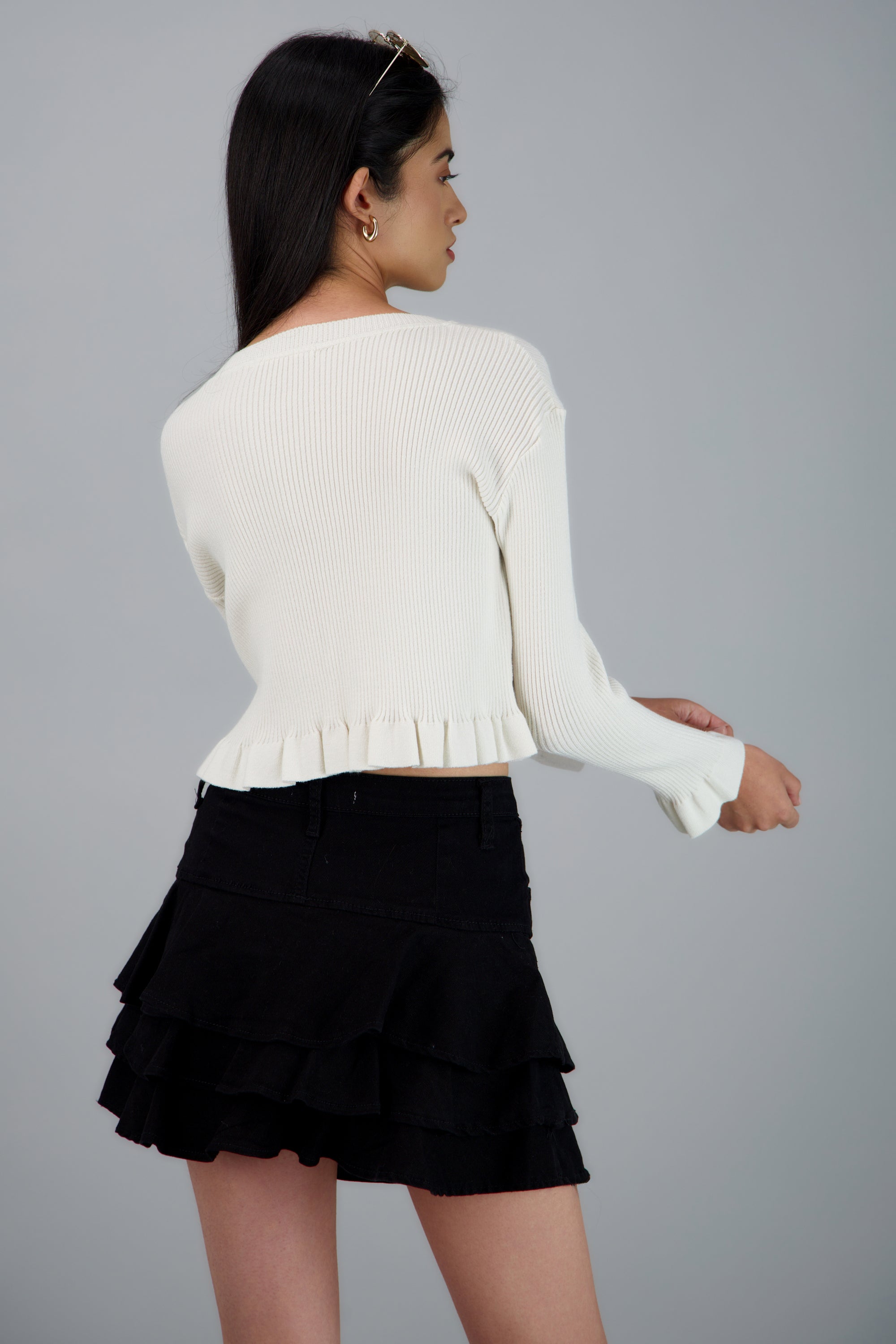 Cárdigan olanes detalle lazos BLANCO