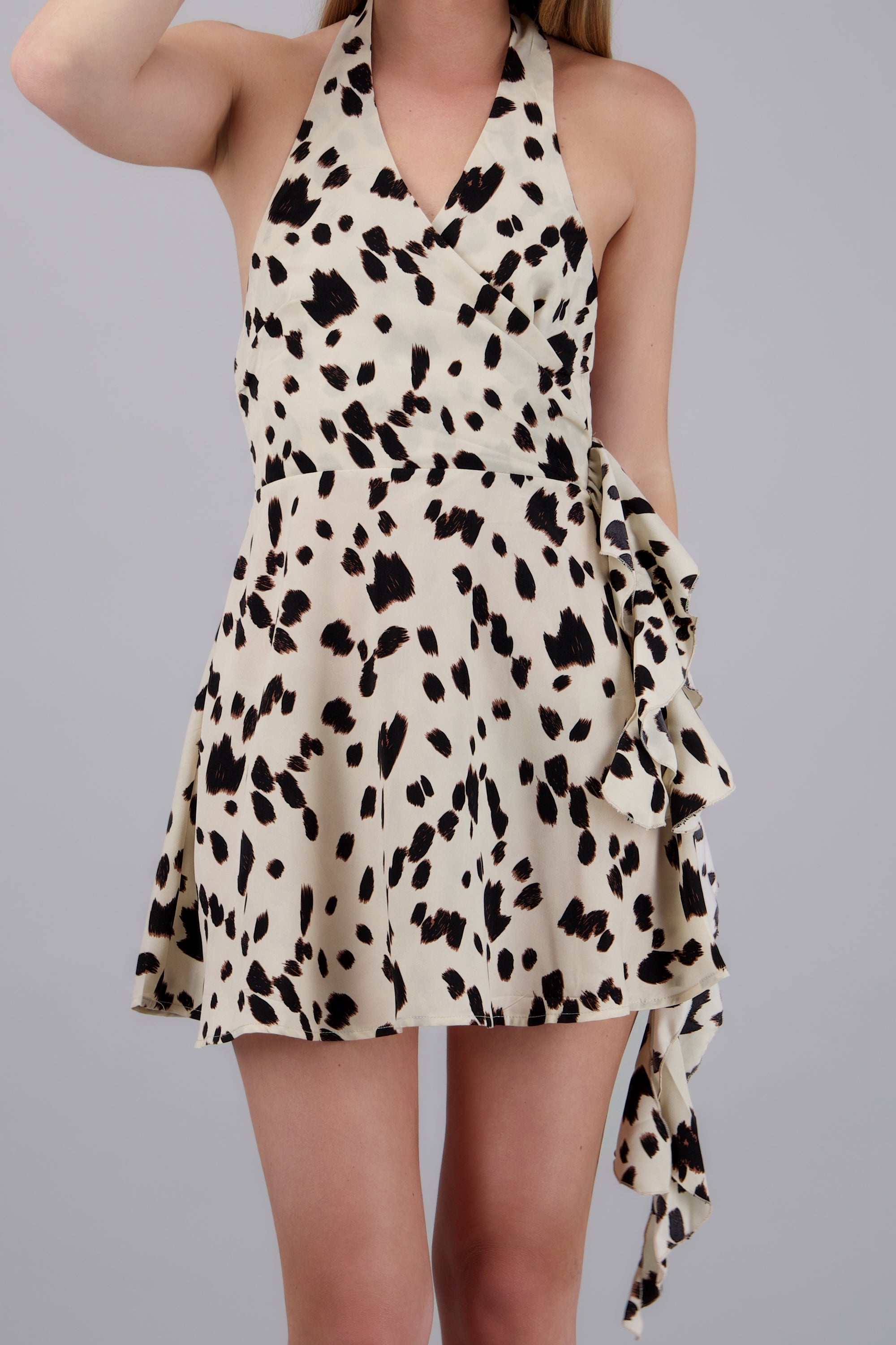 Vestido halter estampado HUESO COMBO