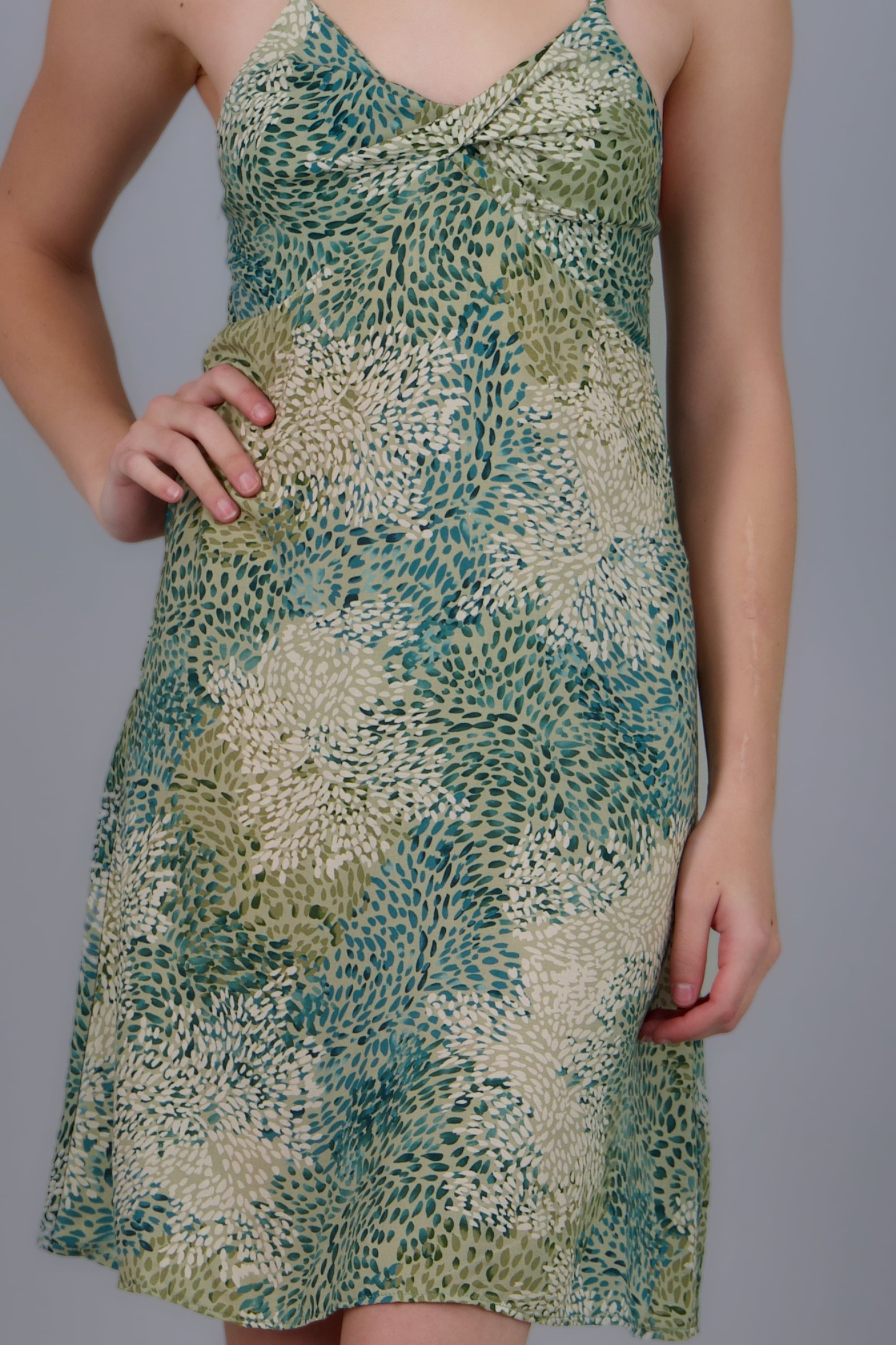 Vestido mini tirantes estampado VERDE COMBO