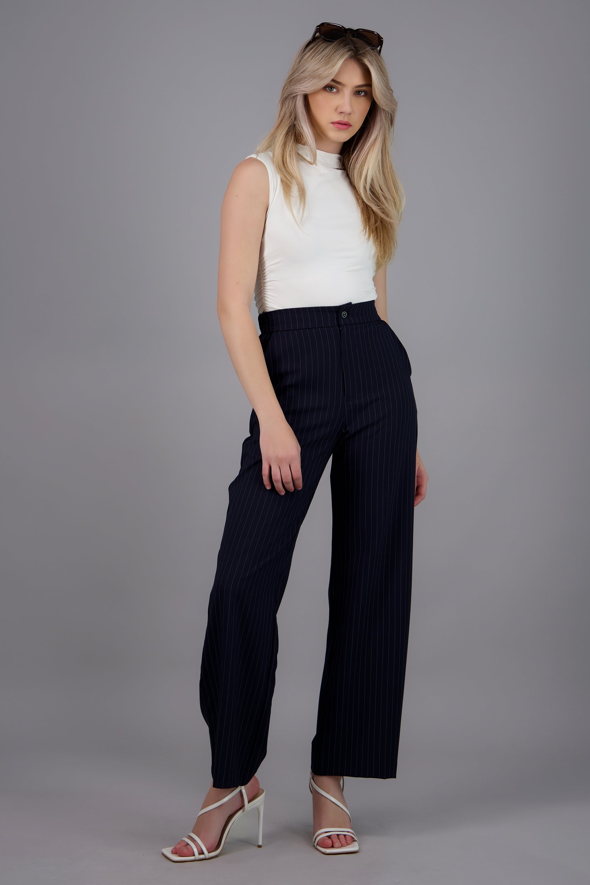 Pantalon de rayas recto con bolsas MARINO COMBO