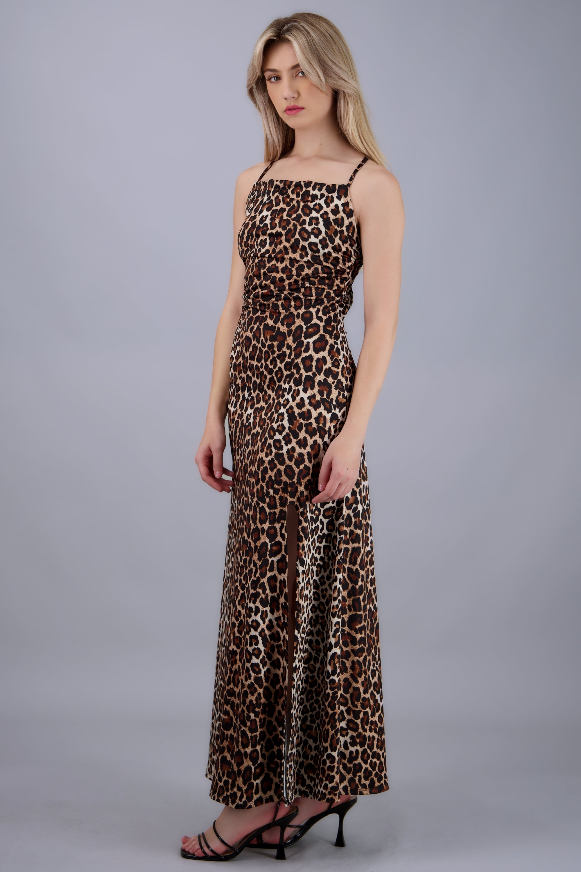 maxi vestido estampado animal print CAFE COMBO