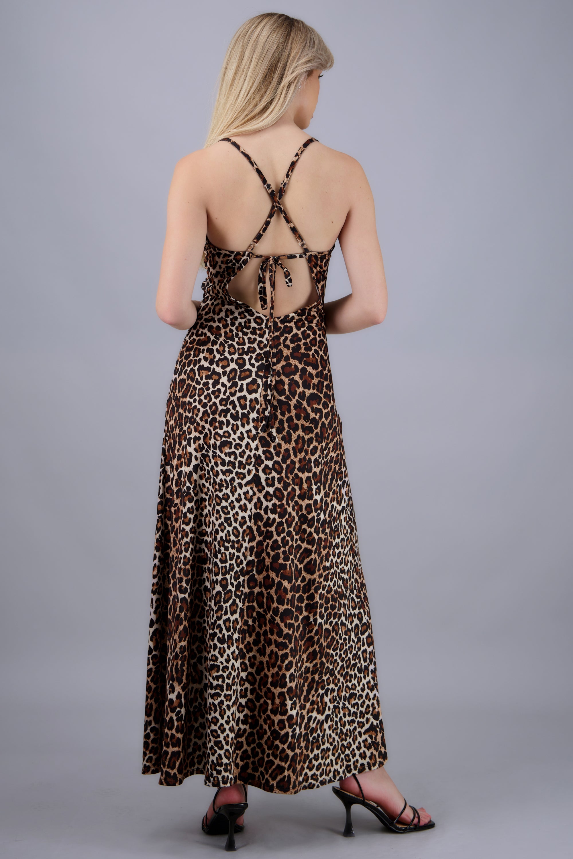 maxi vestido estampado animal print CAFE COMBO
