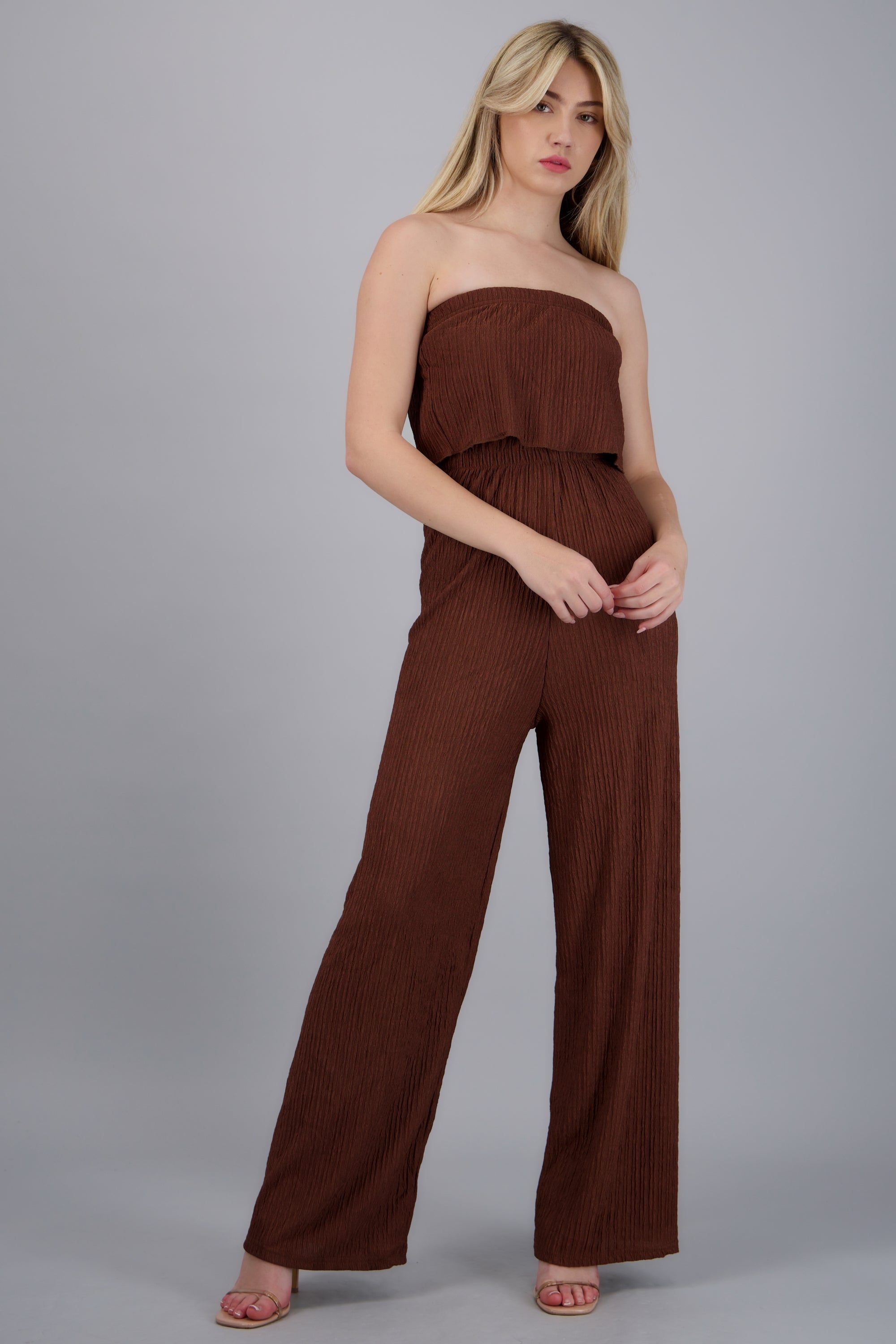 Jumpsuit strapless textura CHOCOLATE