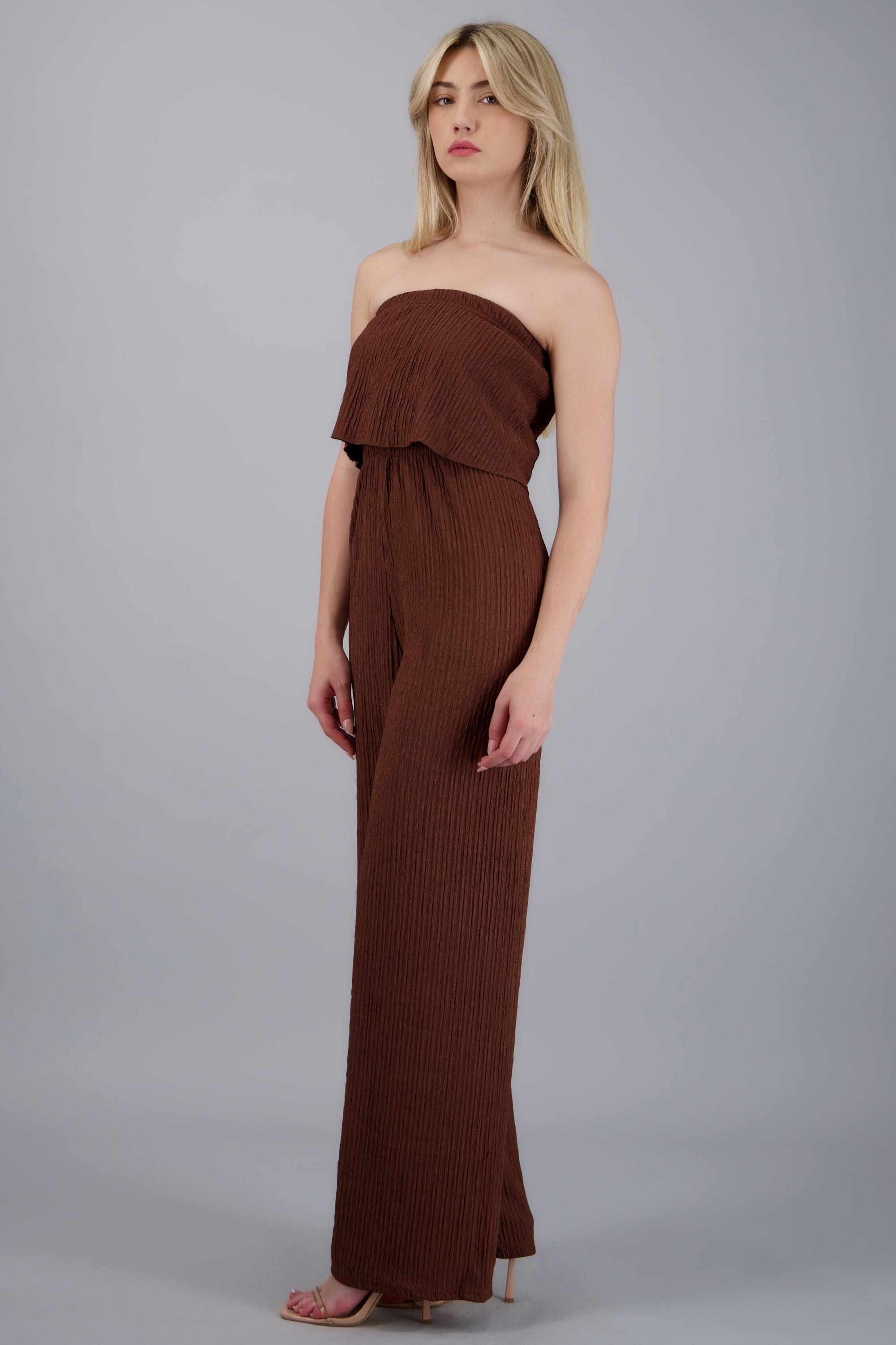 Jumpsuit strapless textura CHOCOLATE