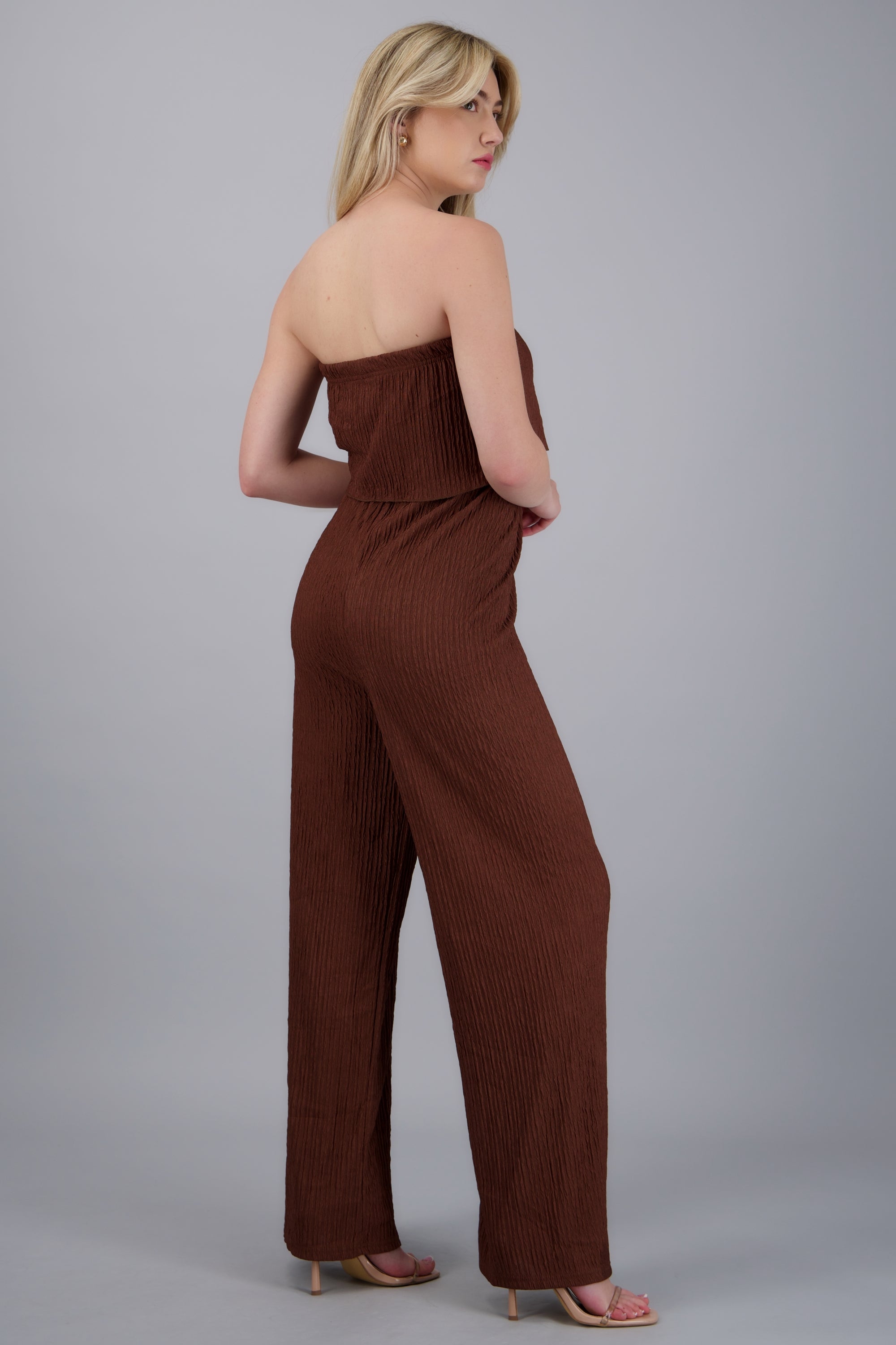 Jumpsuit strapless textura CHOCOLATE