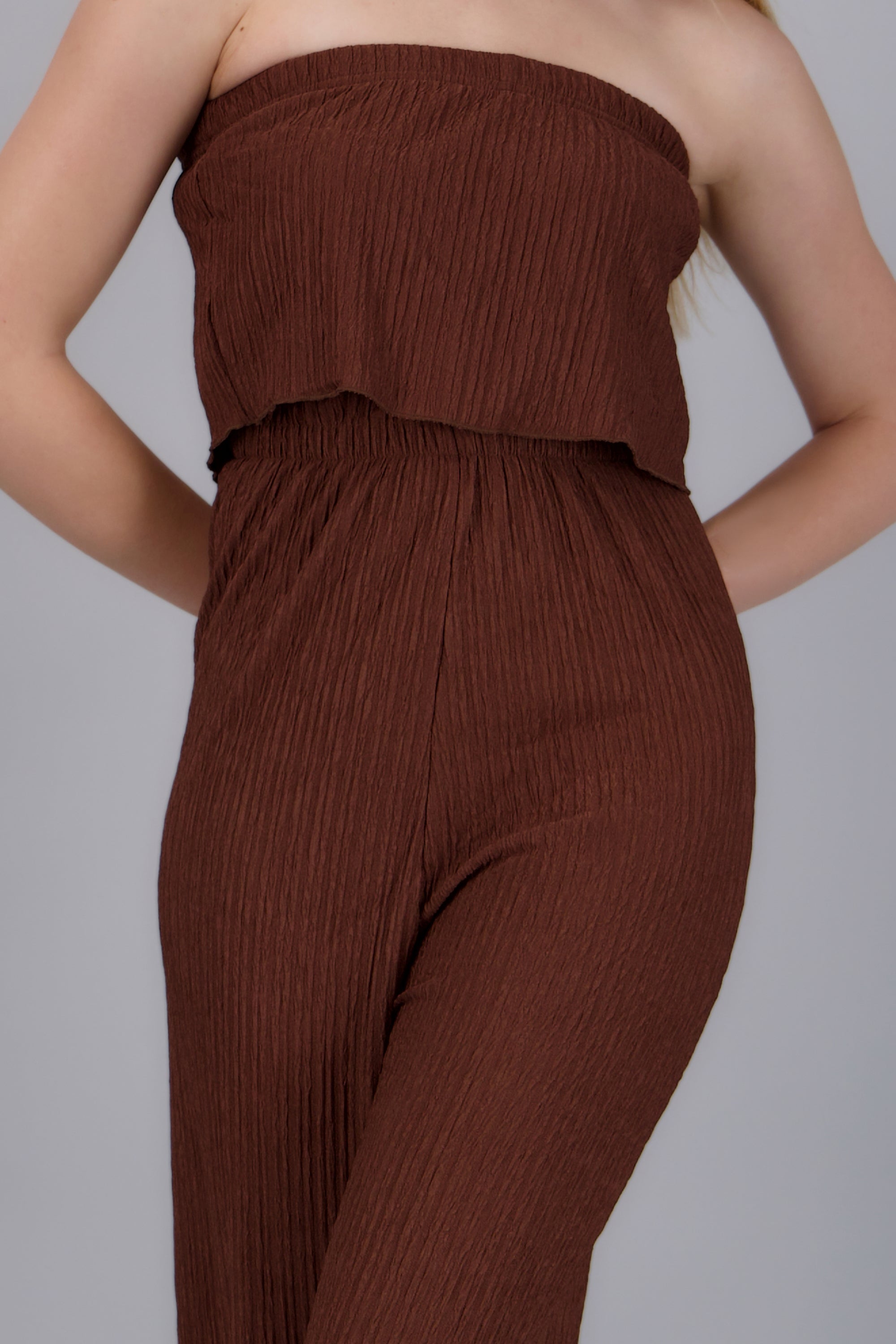 Jumpsuit strapless textura CHOCOLATE
