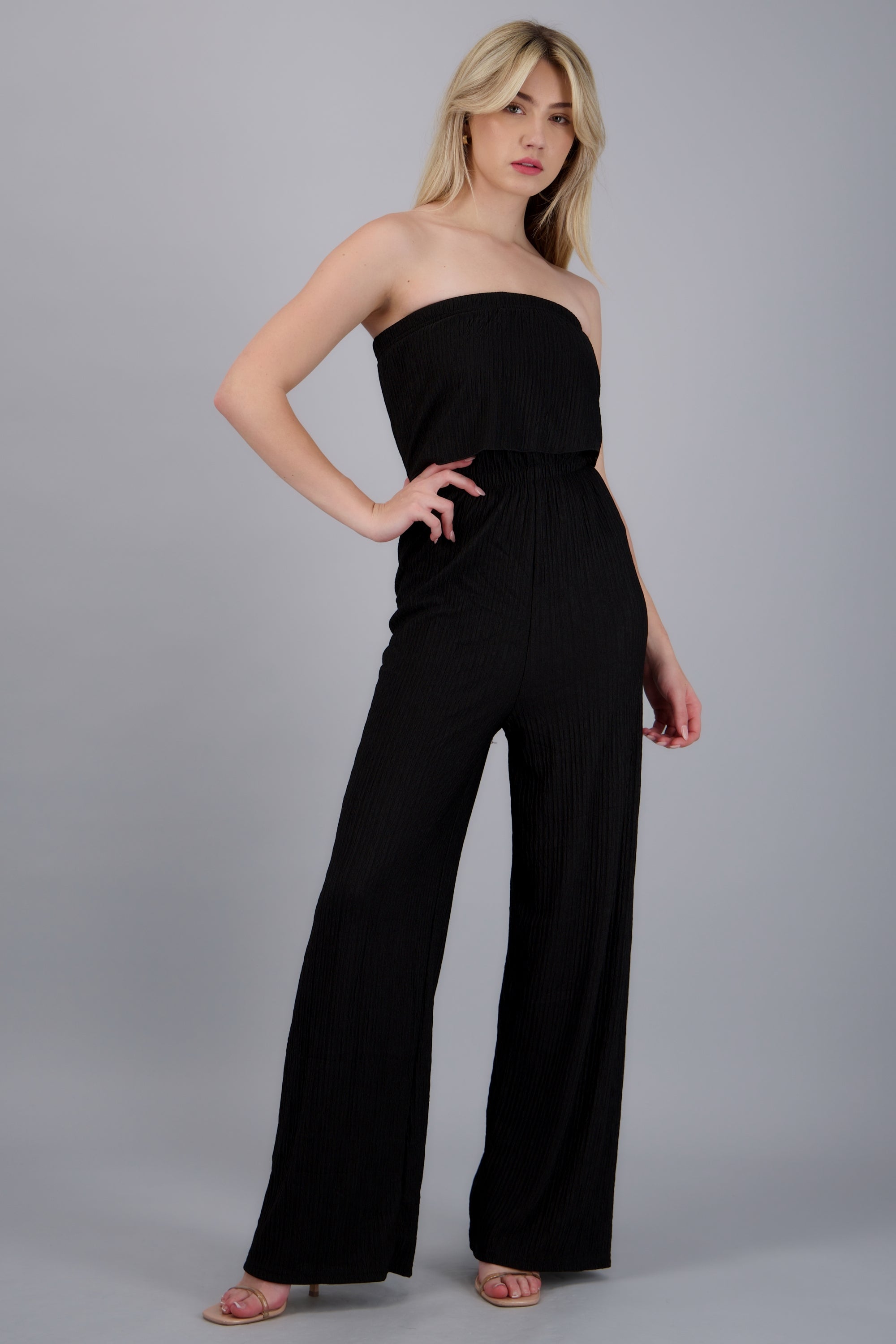 Jumpsuit strapless textura NEGRO