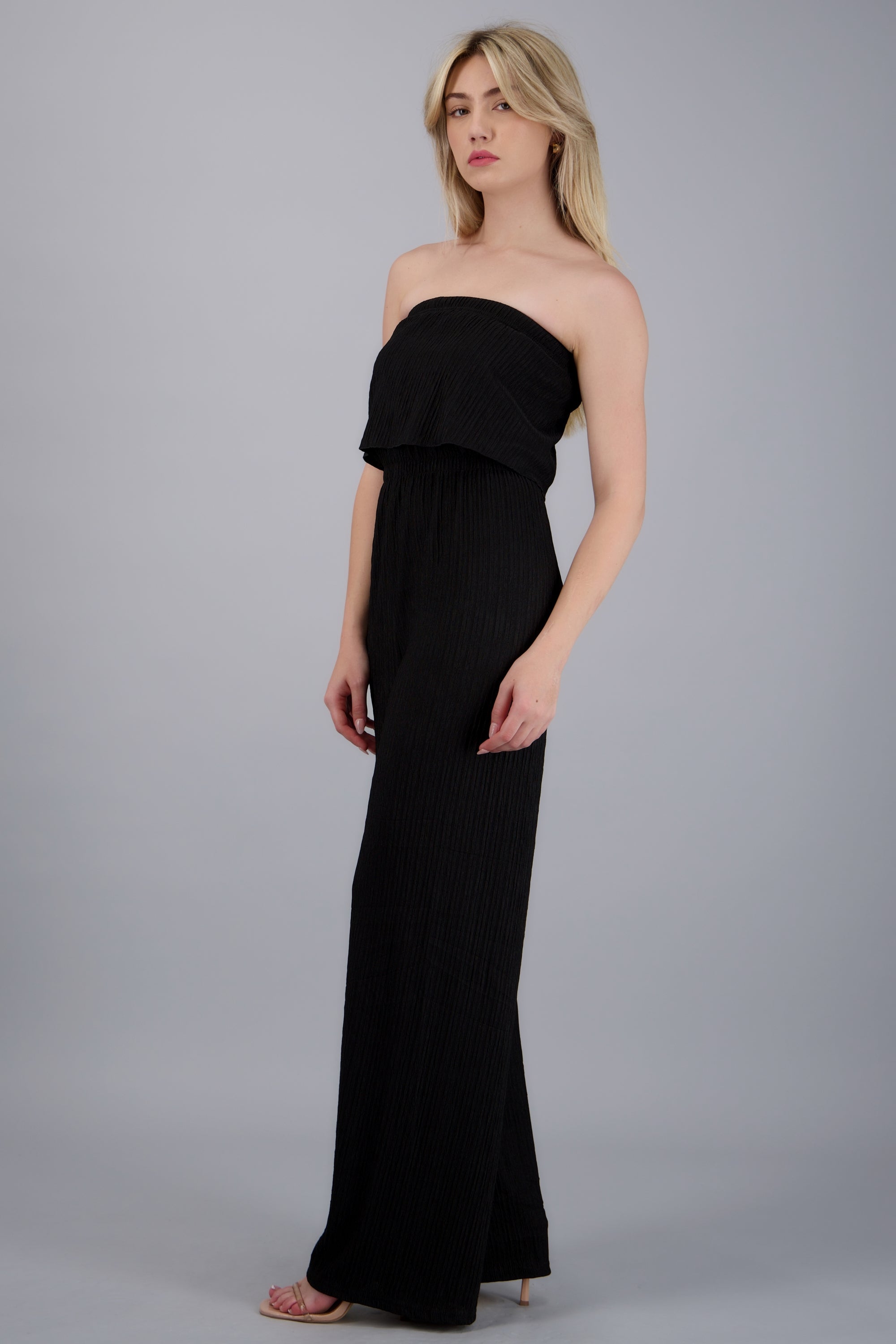 Jumpsuit strapless textura NEGRO