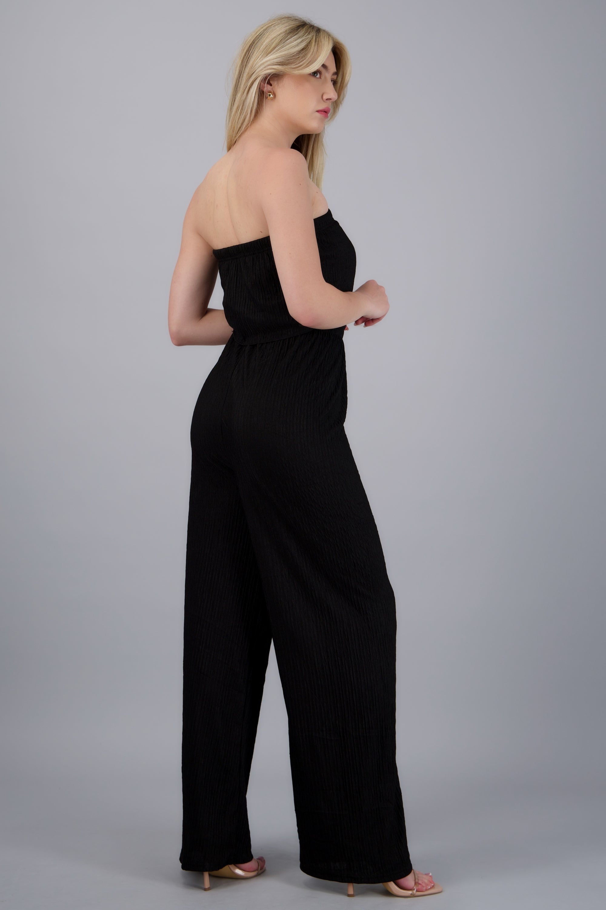 Jumpsuit strapless textura NEGRO