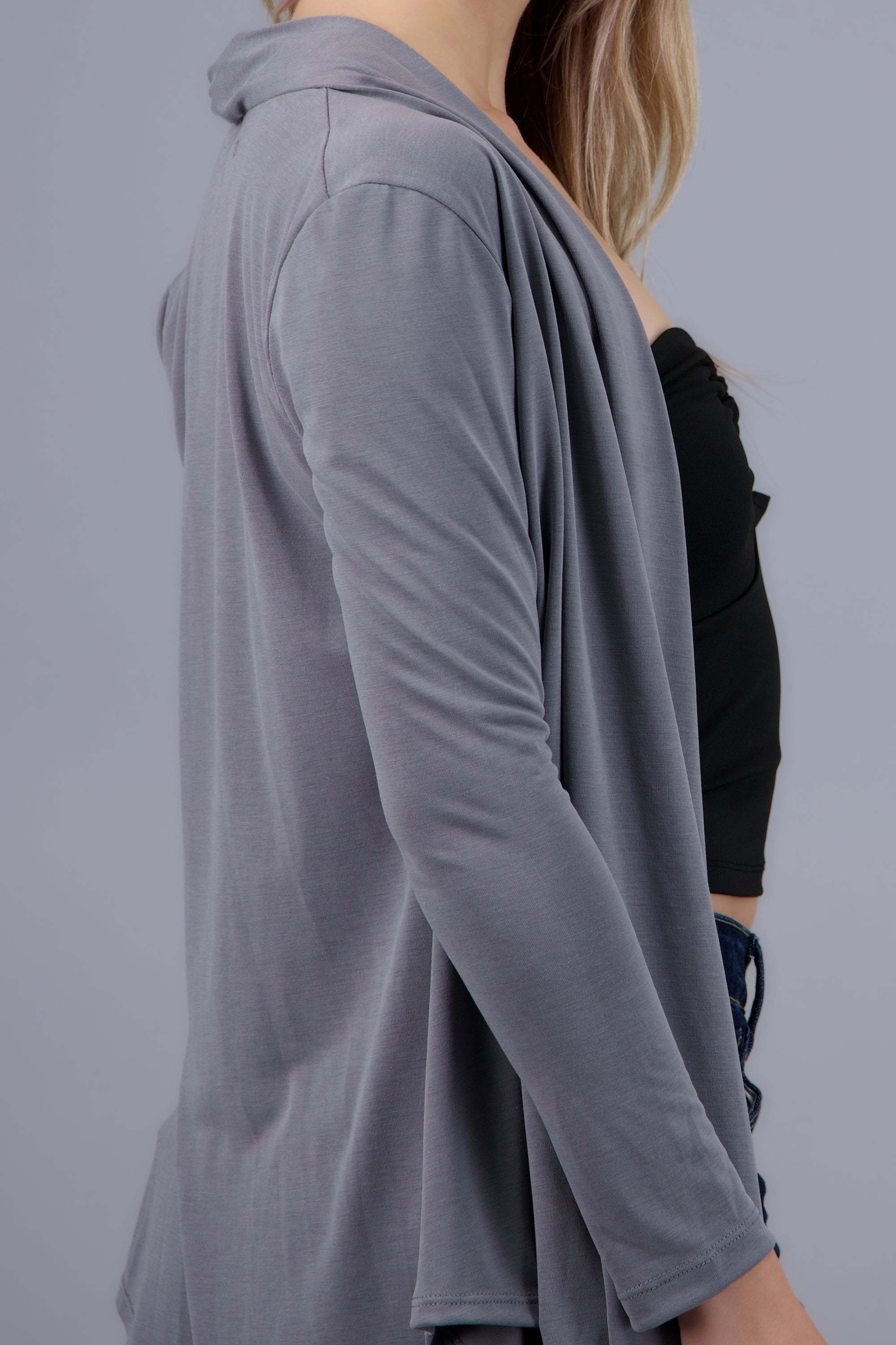 Cardigan fluido manga larga GRIS