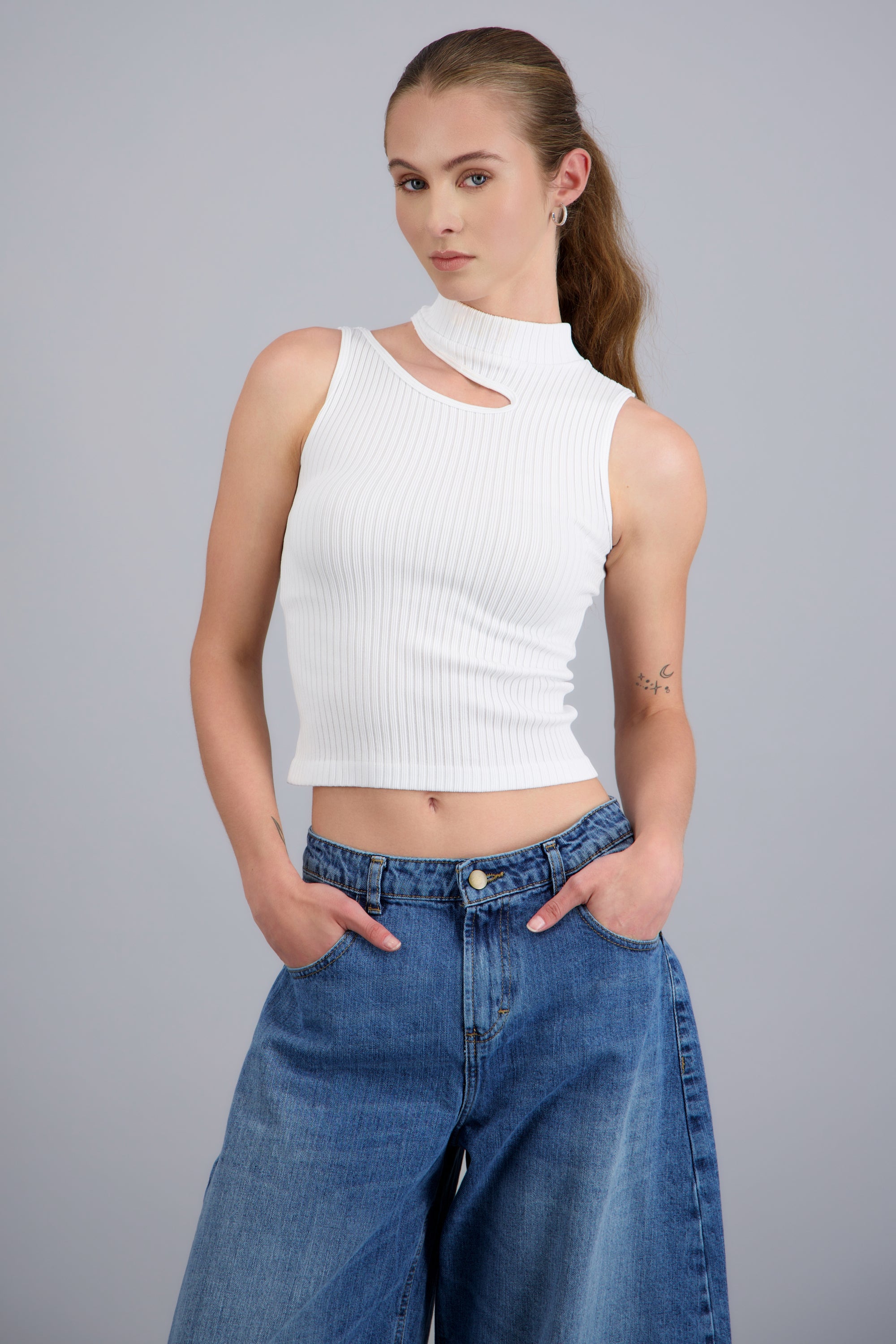 Top seamless corte al frente BLANCO