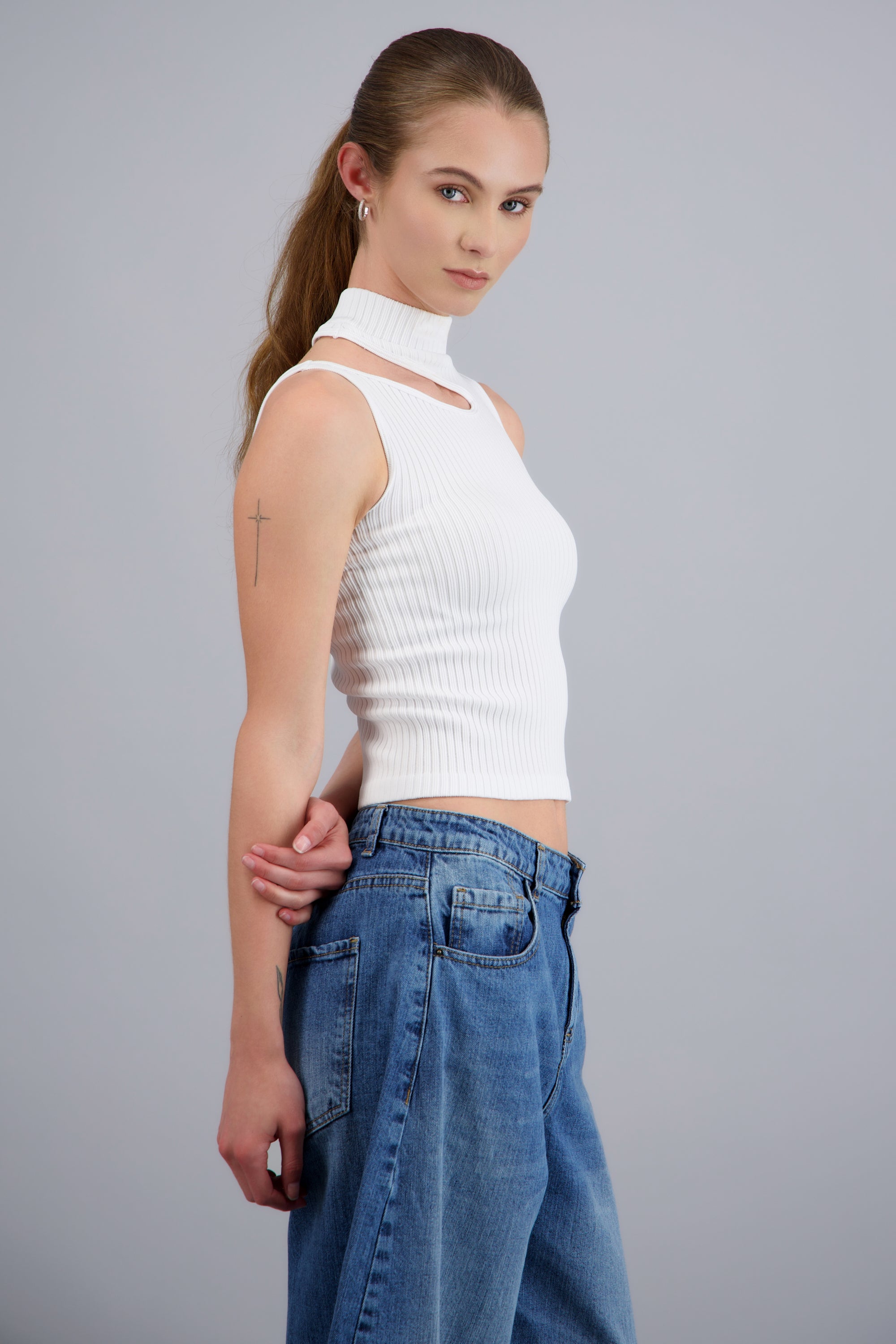 Top seamless corte al frente BLANCO
