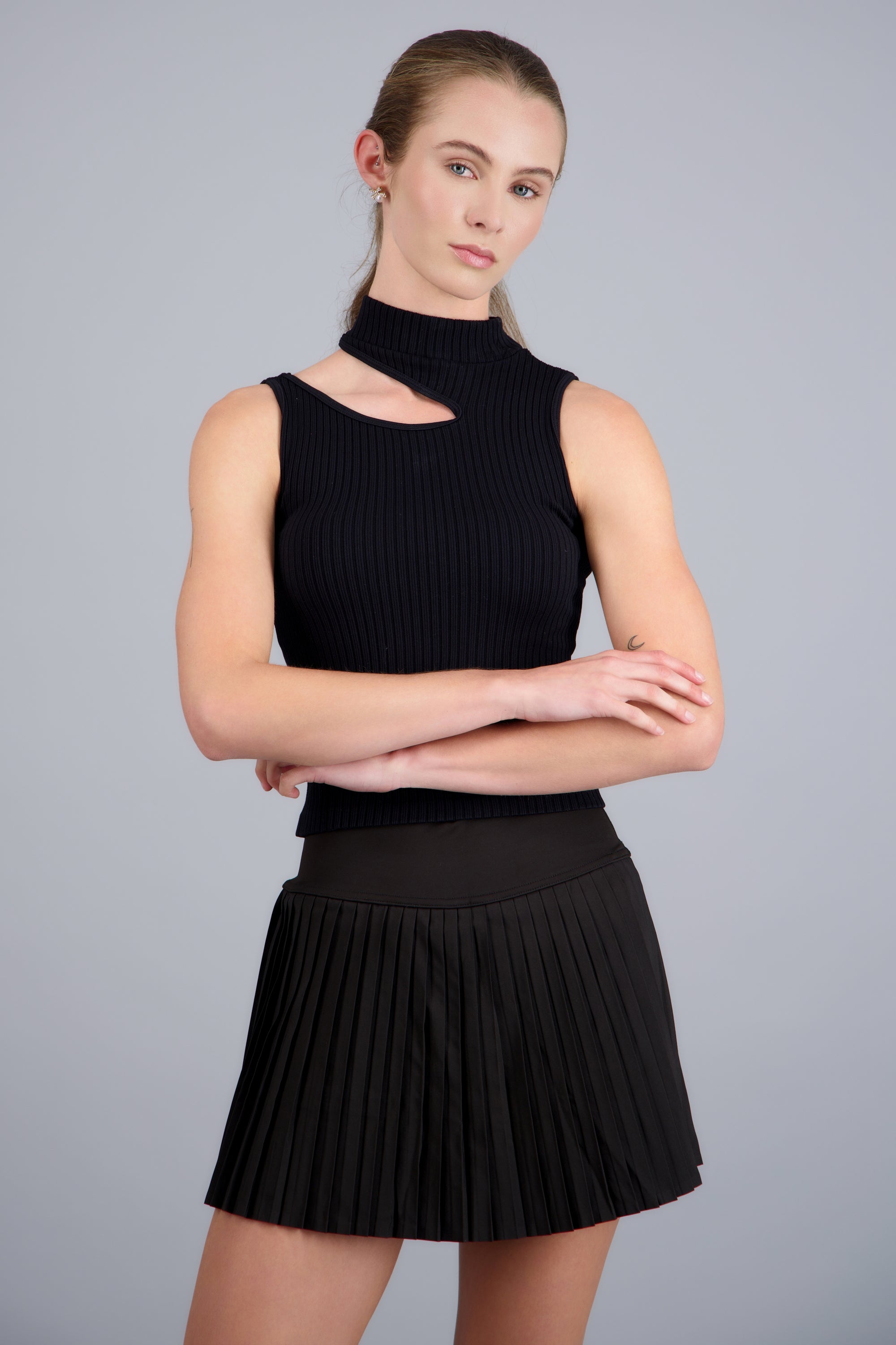 Top seamless corte al frente NEGRO