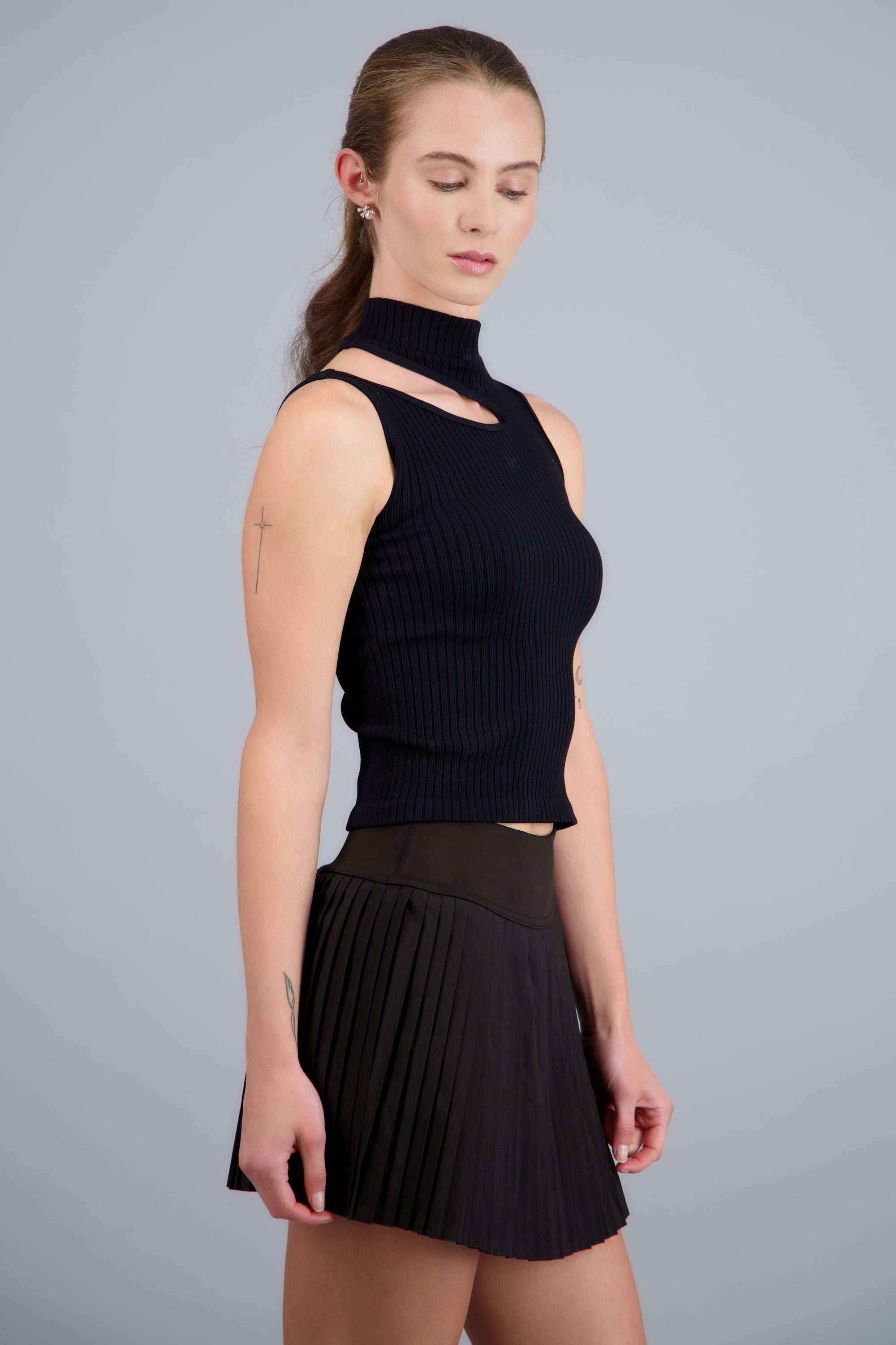 Top seamless corte al frente NEGRO