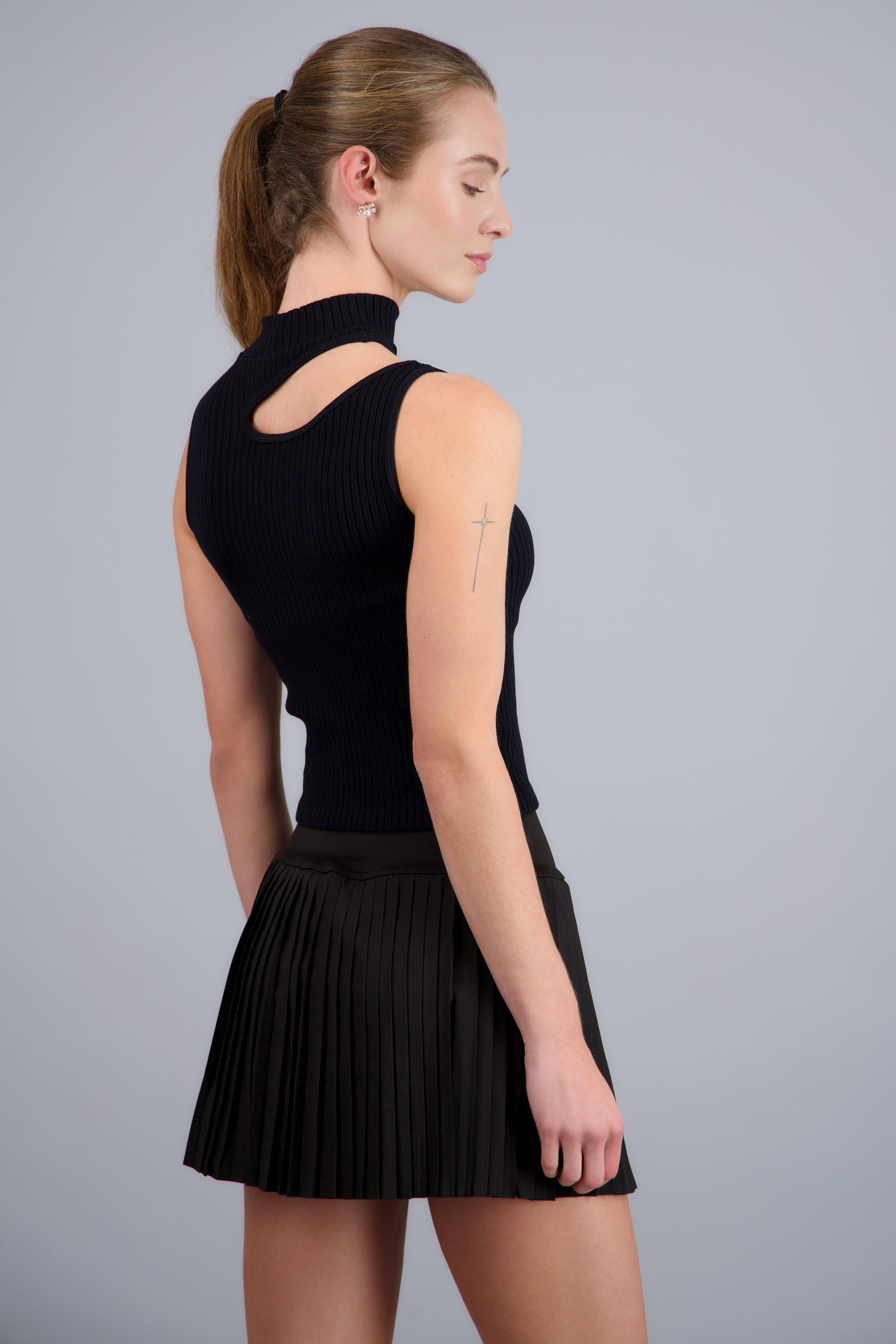 Top seamless corte al frente NEGRO
