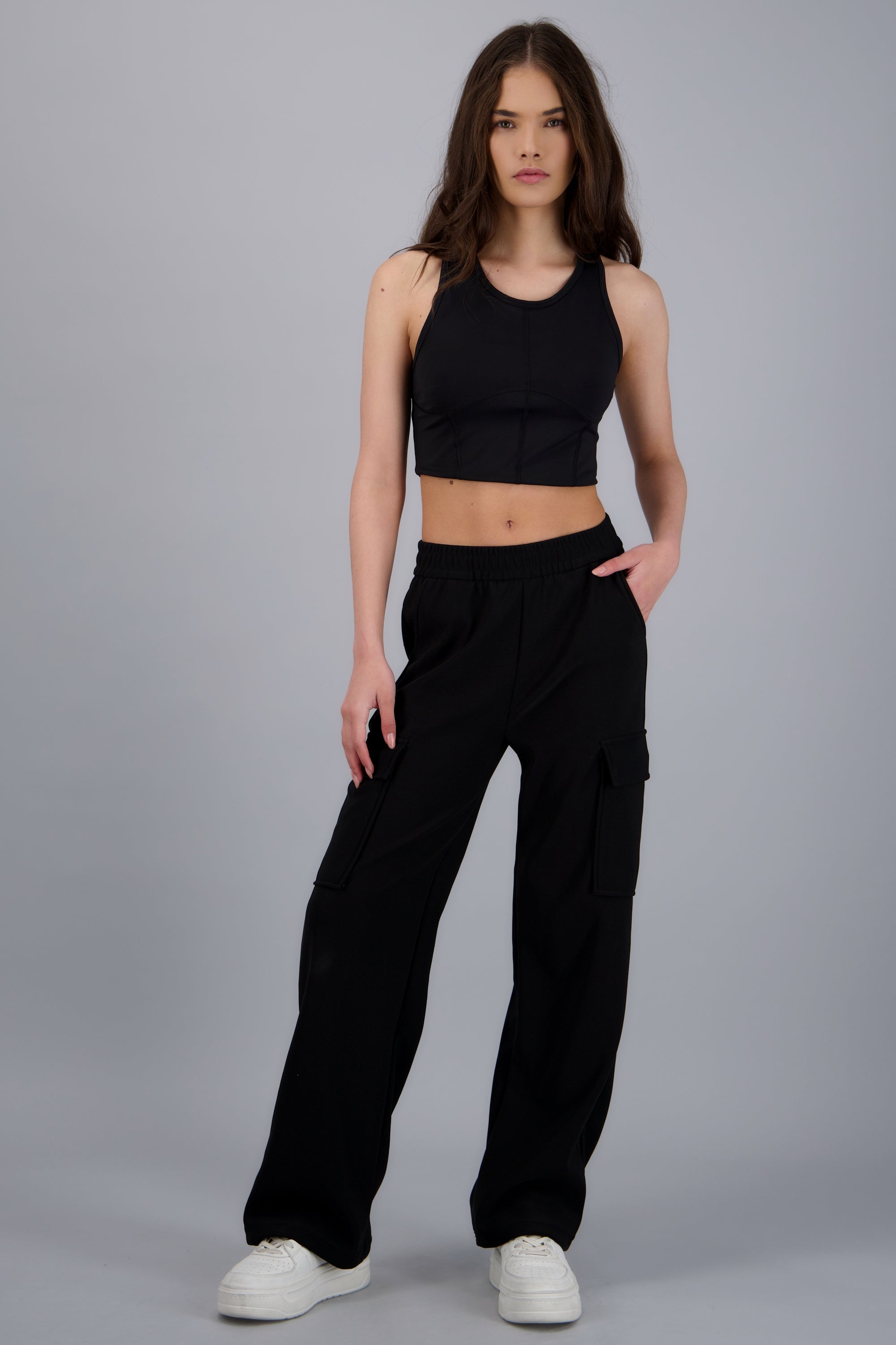 Pants cargo tacto suave NEGRO