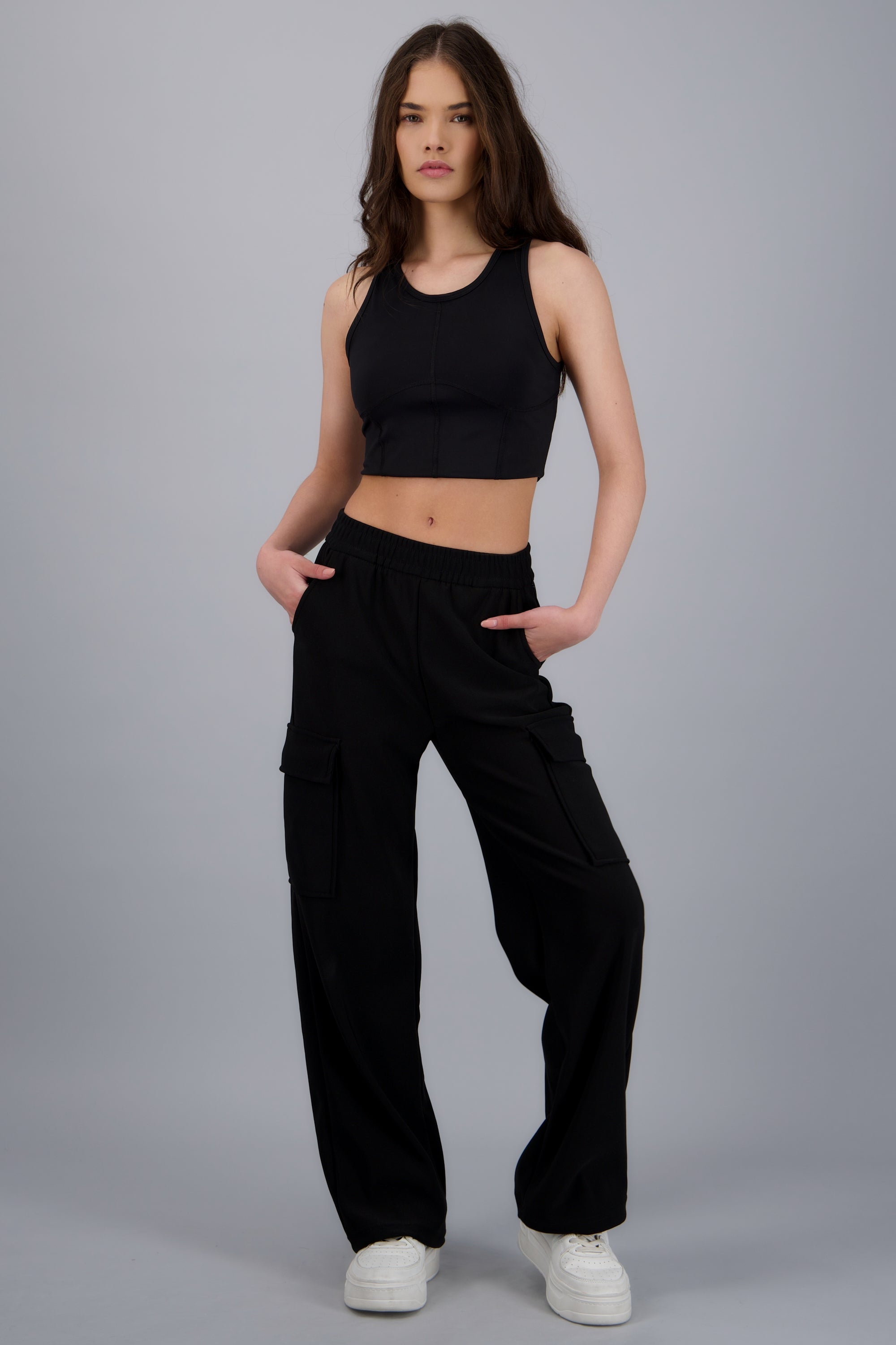 Pants cargo tacto suave NEGRO