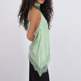 Top halter amarre satinado detalle encaje