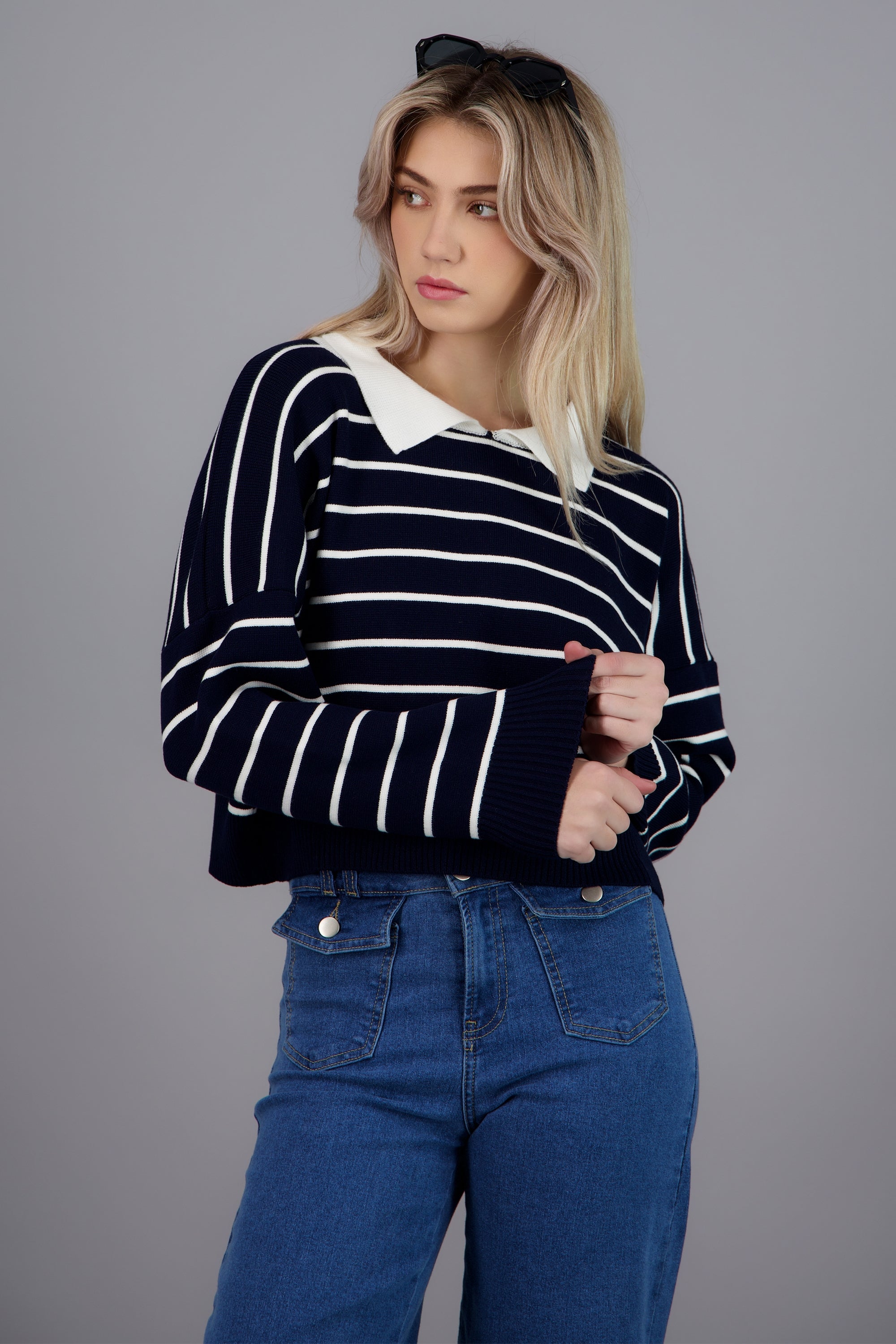 Sueter rayas tipo polo MARINO COMBO