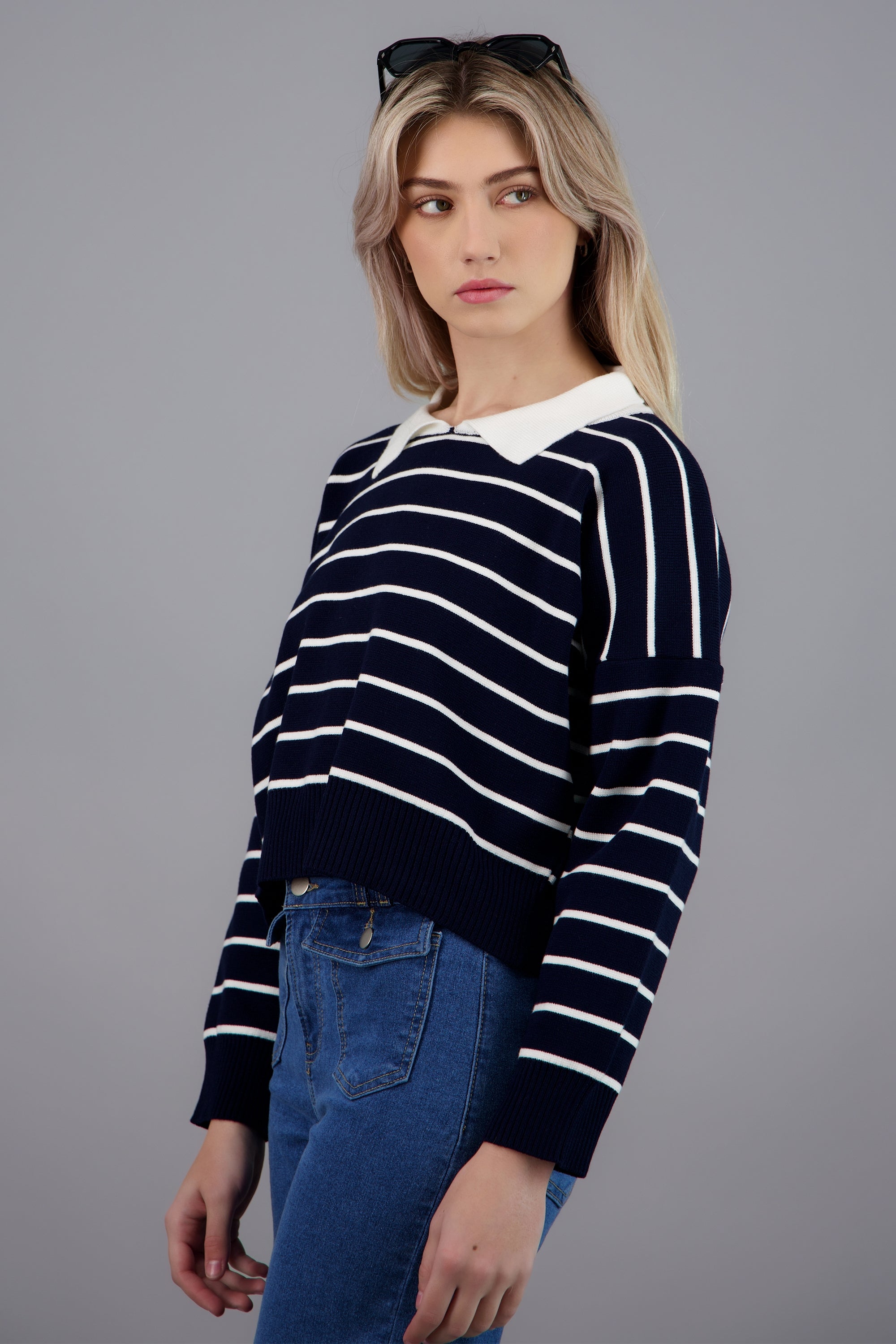 Sueter rayas tipo polo MARINO COMBO