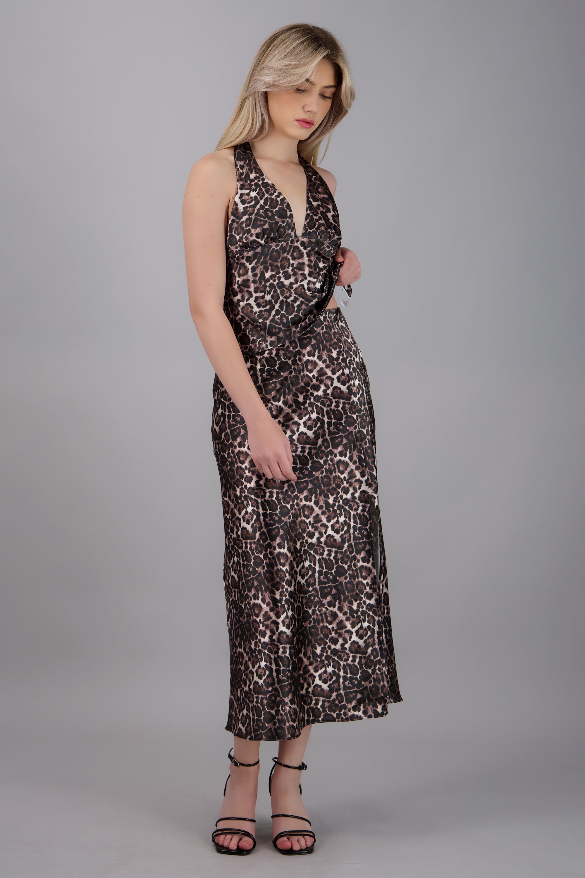 falda midi animal print CAFE COMBO