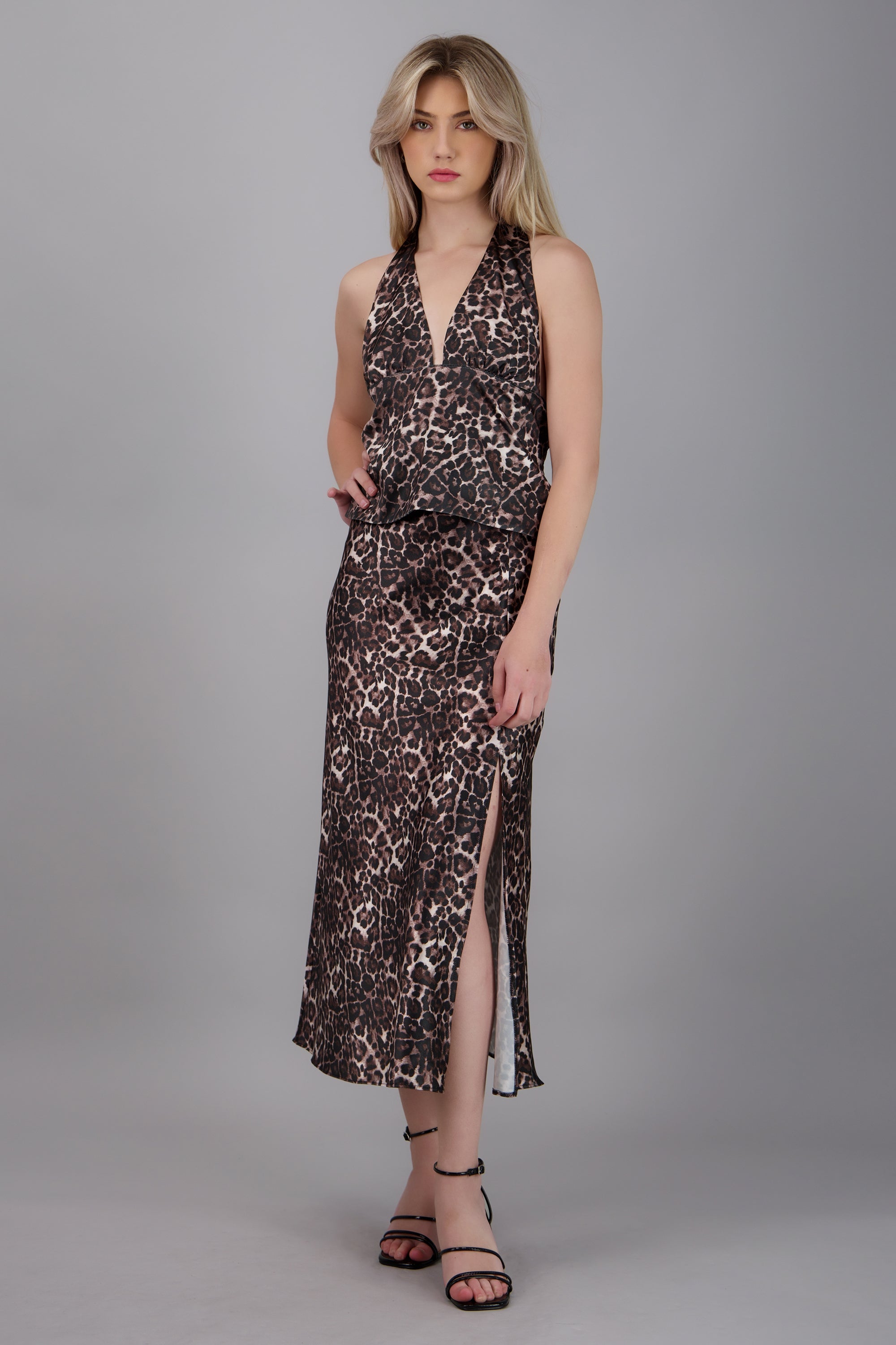 falda midi animal print CAFE COMBO