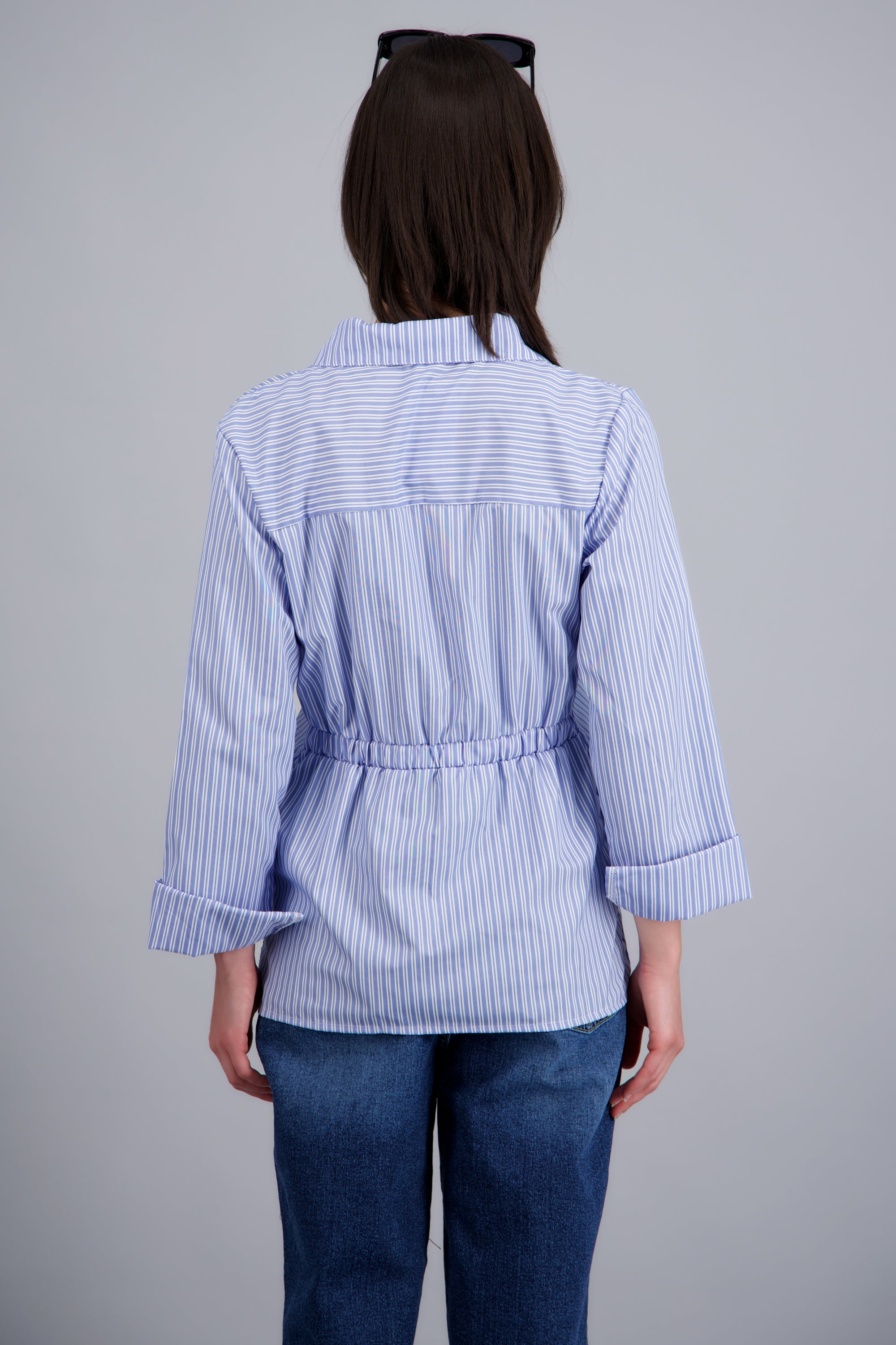 Camisa rayas detalle resorte AZUL COMBO