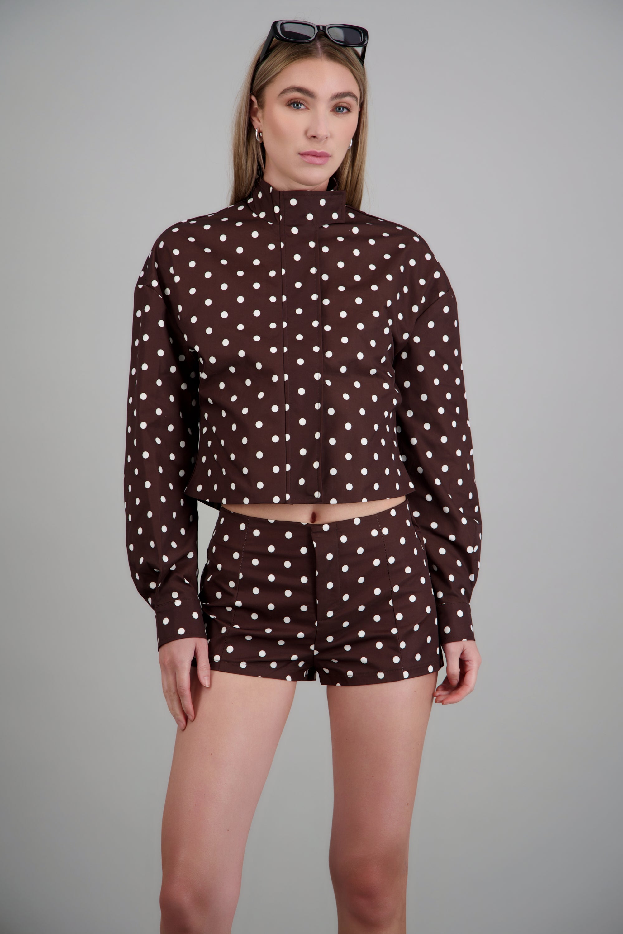 Chamarra bomber lunares CHOCOLATE