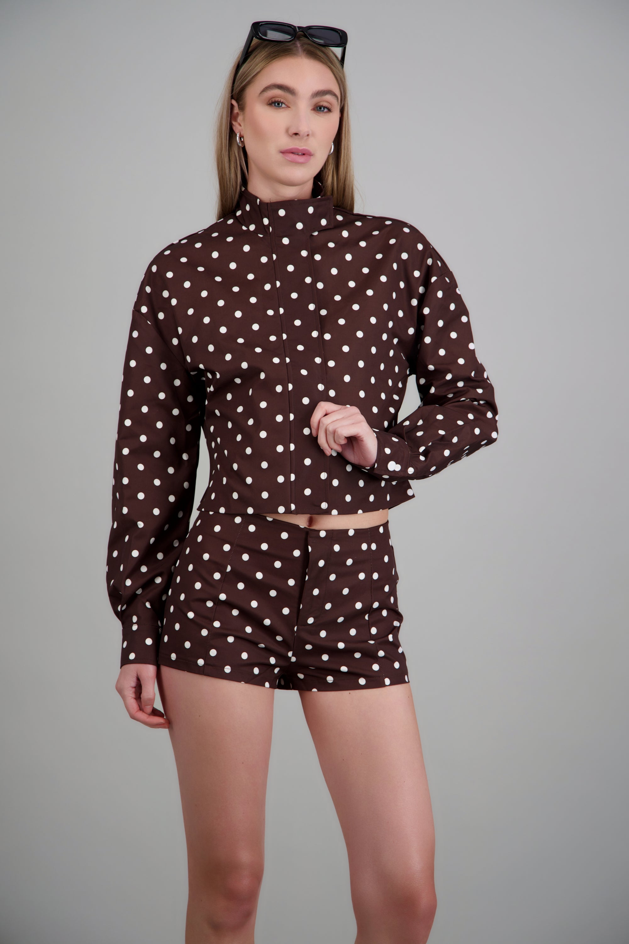 Chamarra bomber lunares CHOCOLATE
