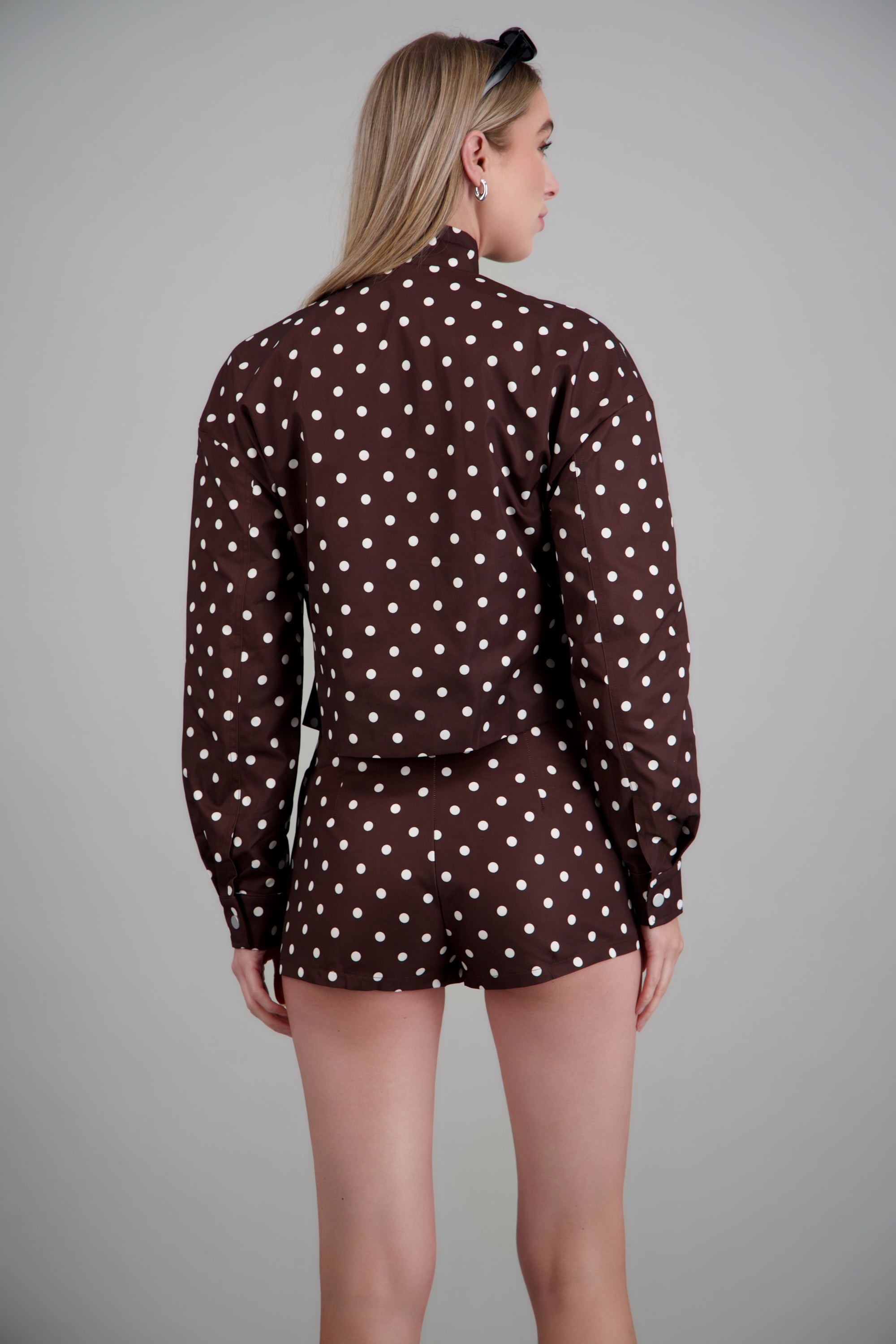 Chamarra bomber lunares CHOCOLATE