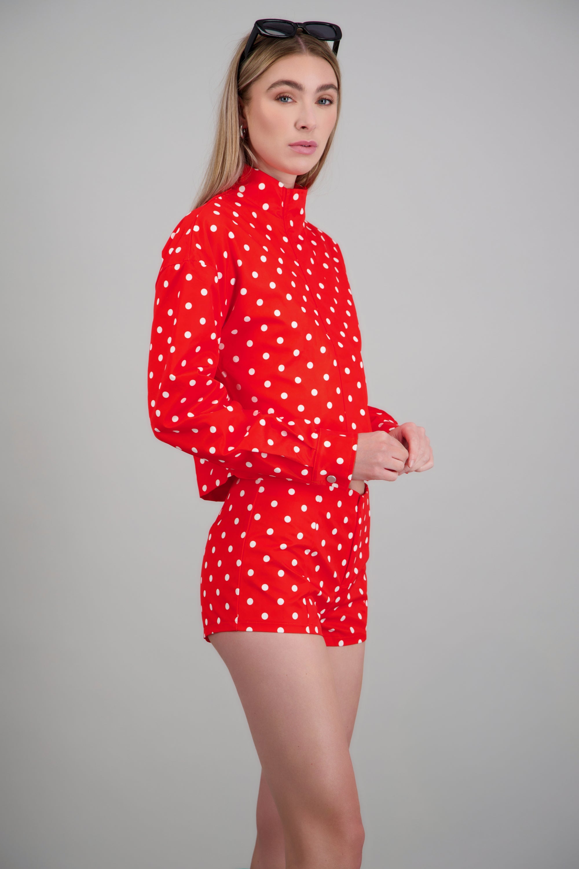 Chamarra bomber lunares ROJO COMBO