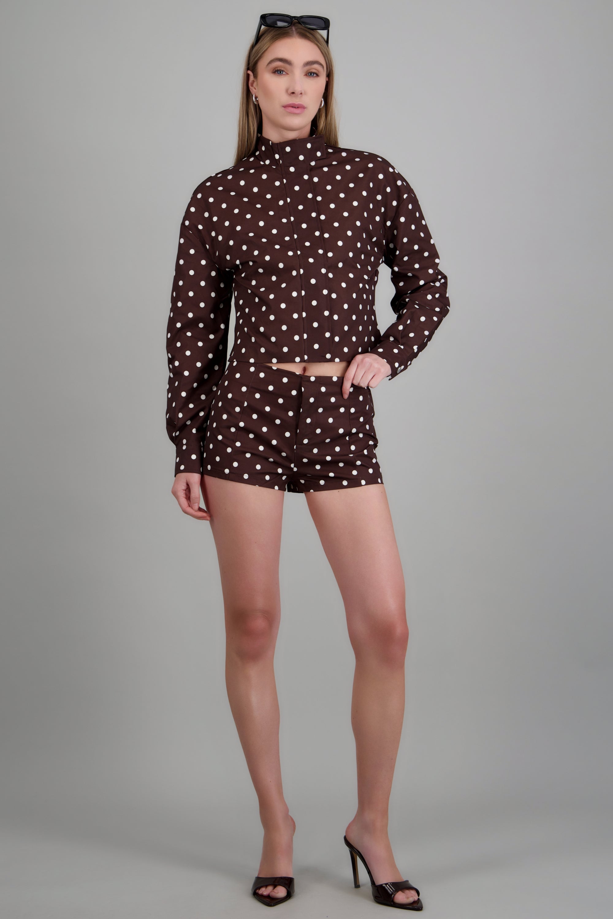 Mini polka dot shorts CHOCOLATE